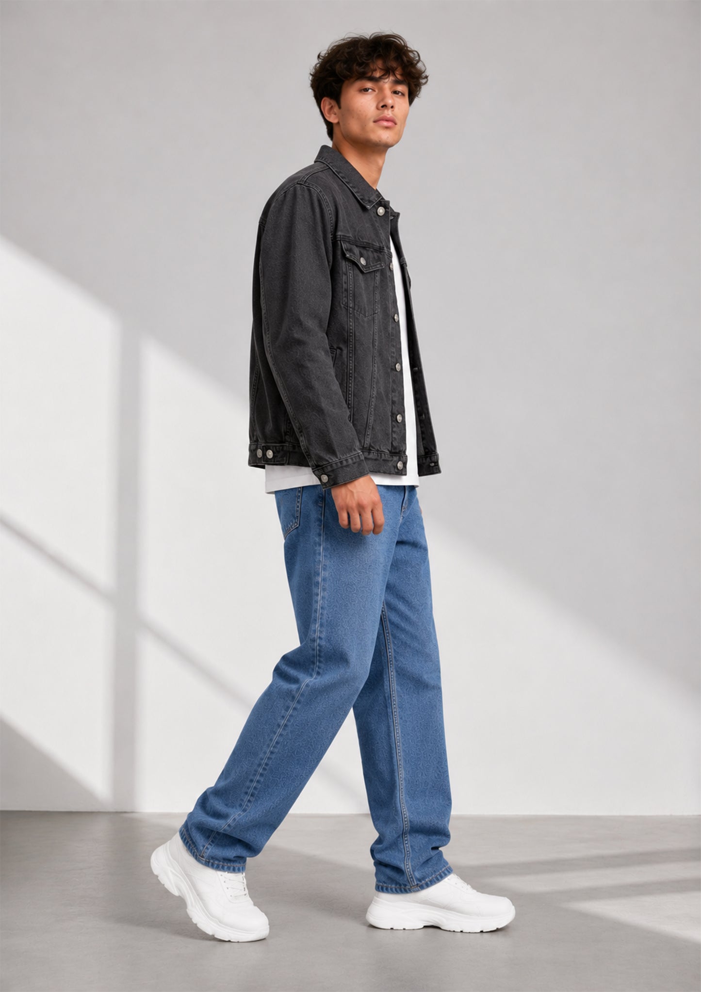TU Men Denim Jacket Charcoal Black US 635