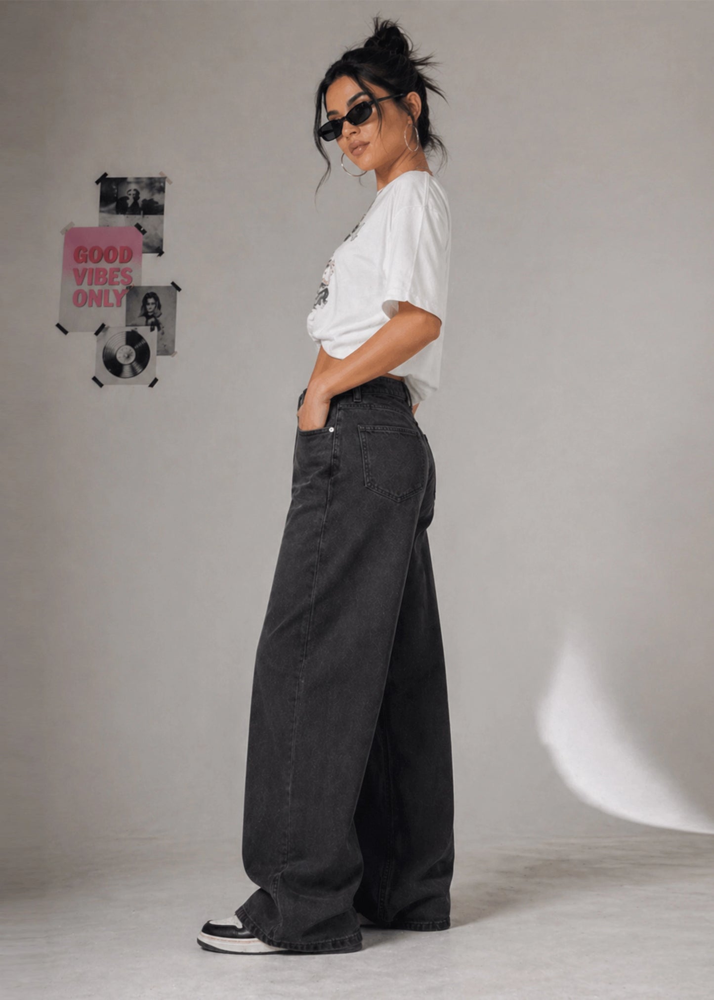 F&F-Tall Length Women Baggy Jeans F&F Black 506