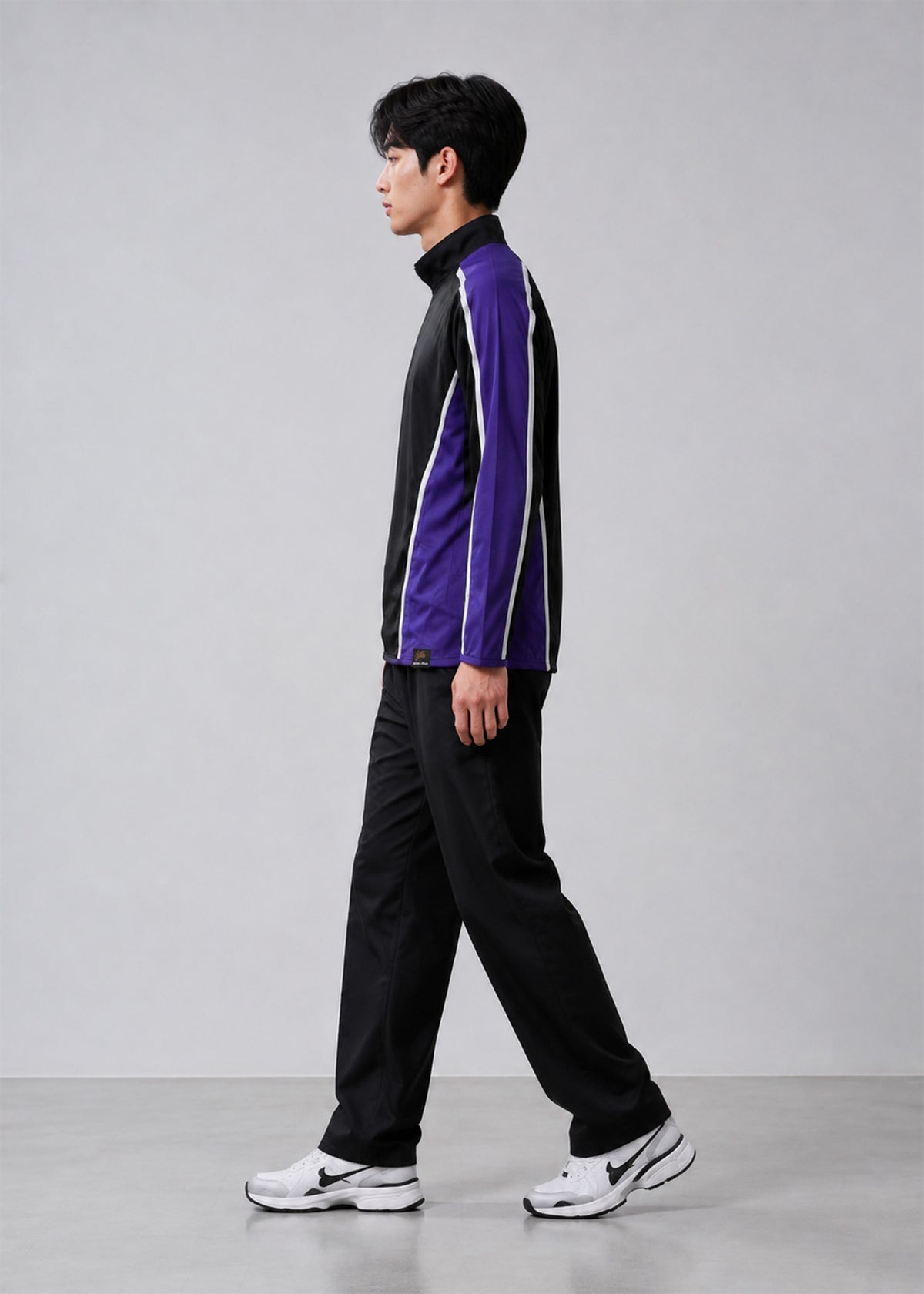 Falcon Men's Long Sleeve Rugby Top BlackWhitePurple 755