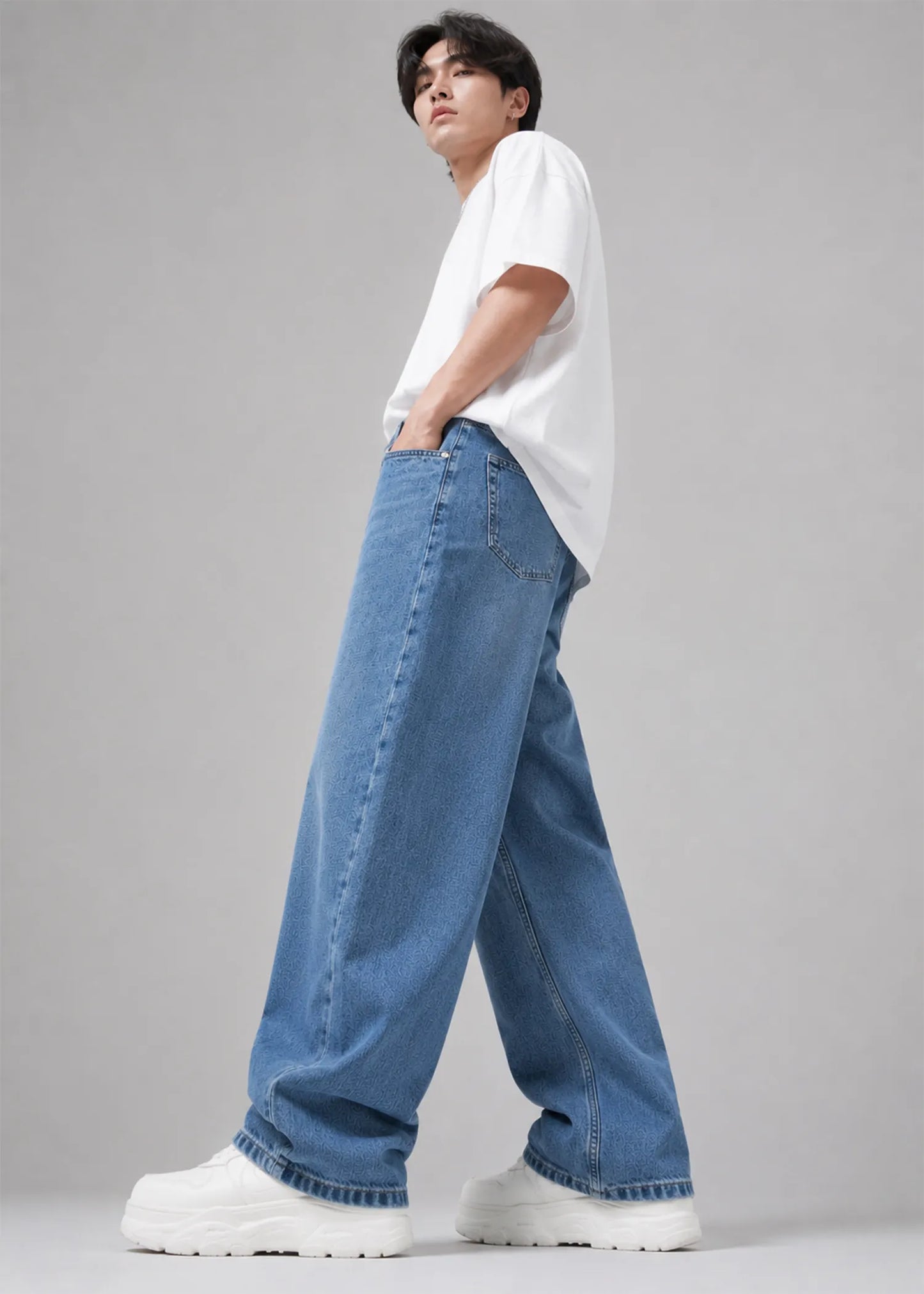 H&M Men's Minor Fault Wide Leg Jeans Blue US 601
