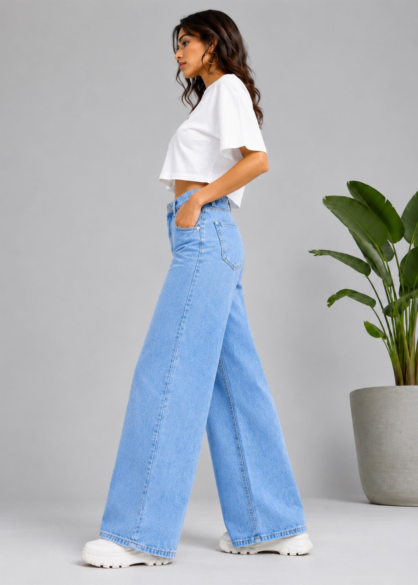 H&M Women Wide Leg Jeans Blue US 689