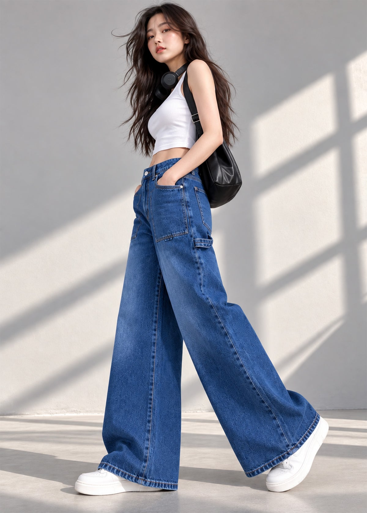 Forever21 Women Wide Leg Jeans Blue US 797