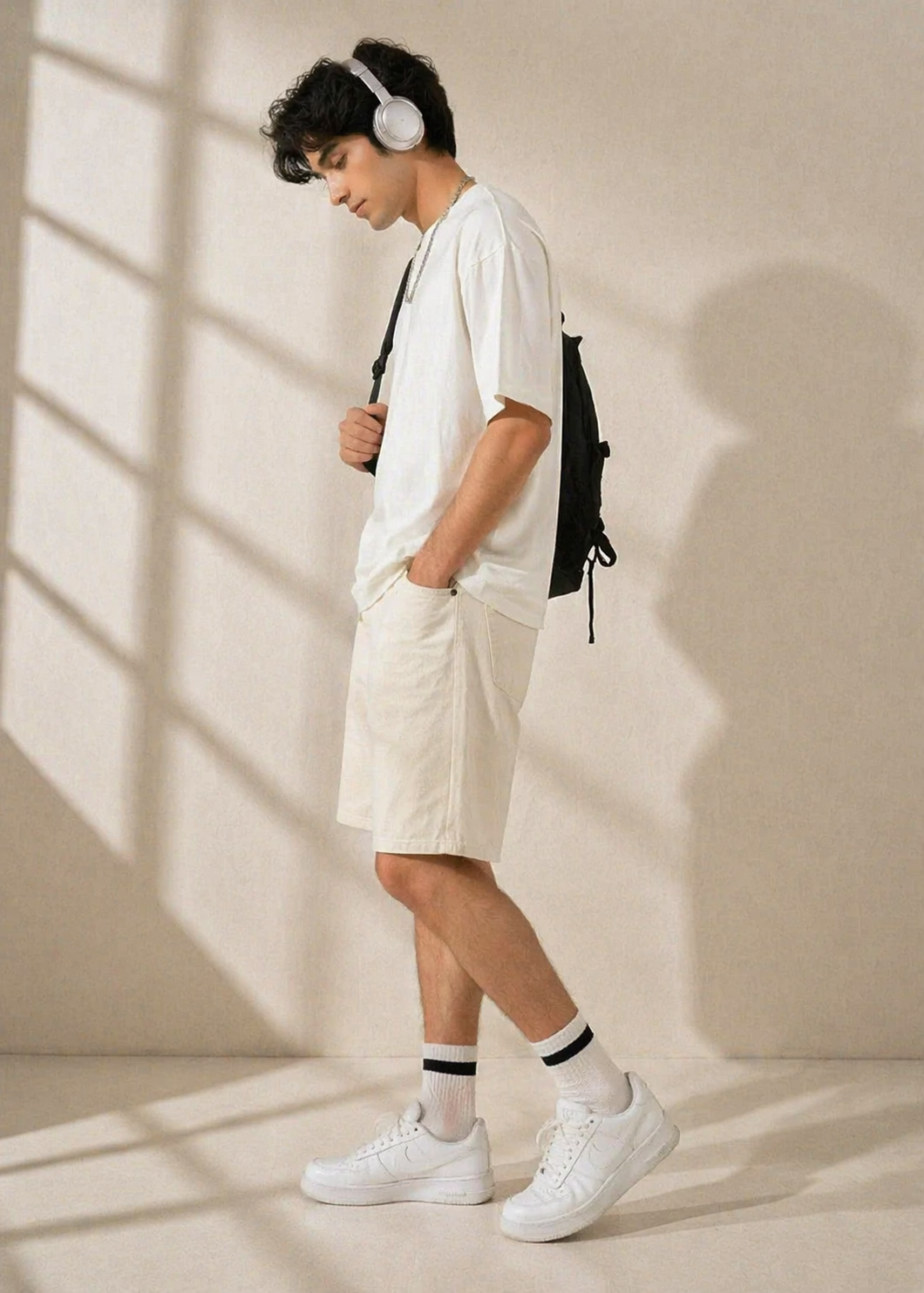 H&M-Men Shorts Off White US 114