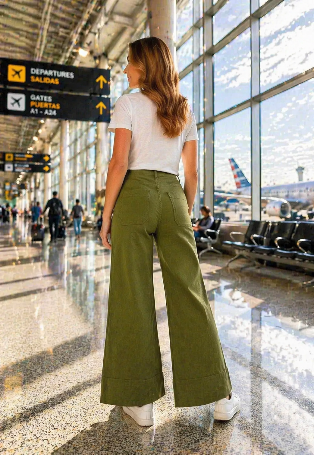 Pilcro-Tall Women Wide Leg Twill Jeans - DIA 134