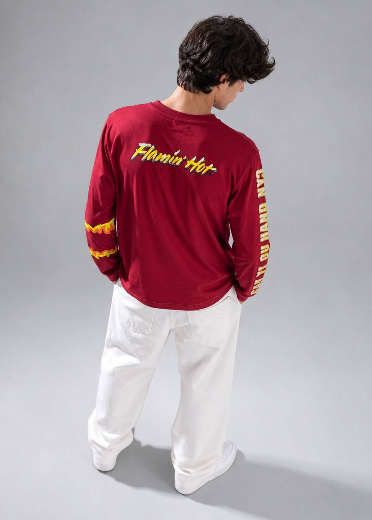 Cheetos Men’s Long Sleeve Graphic T-Shirt Deep Crimson Red 779