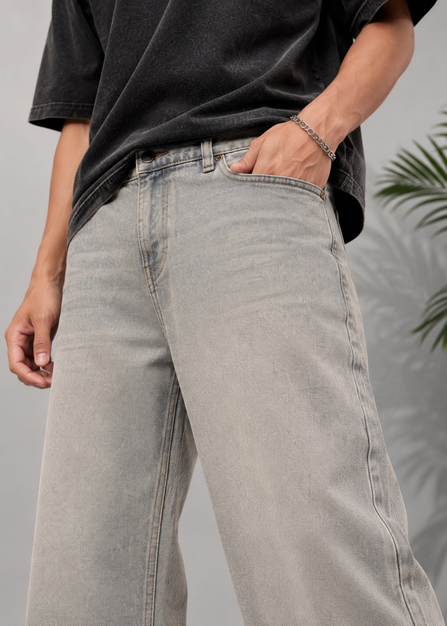 M&S Men's Straight Jeans Dirty Wash US 568