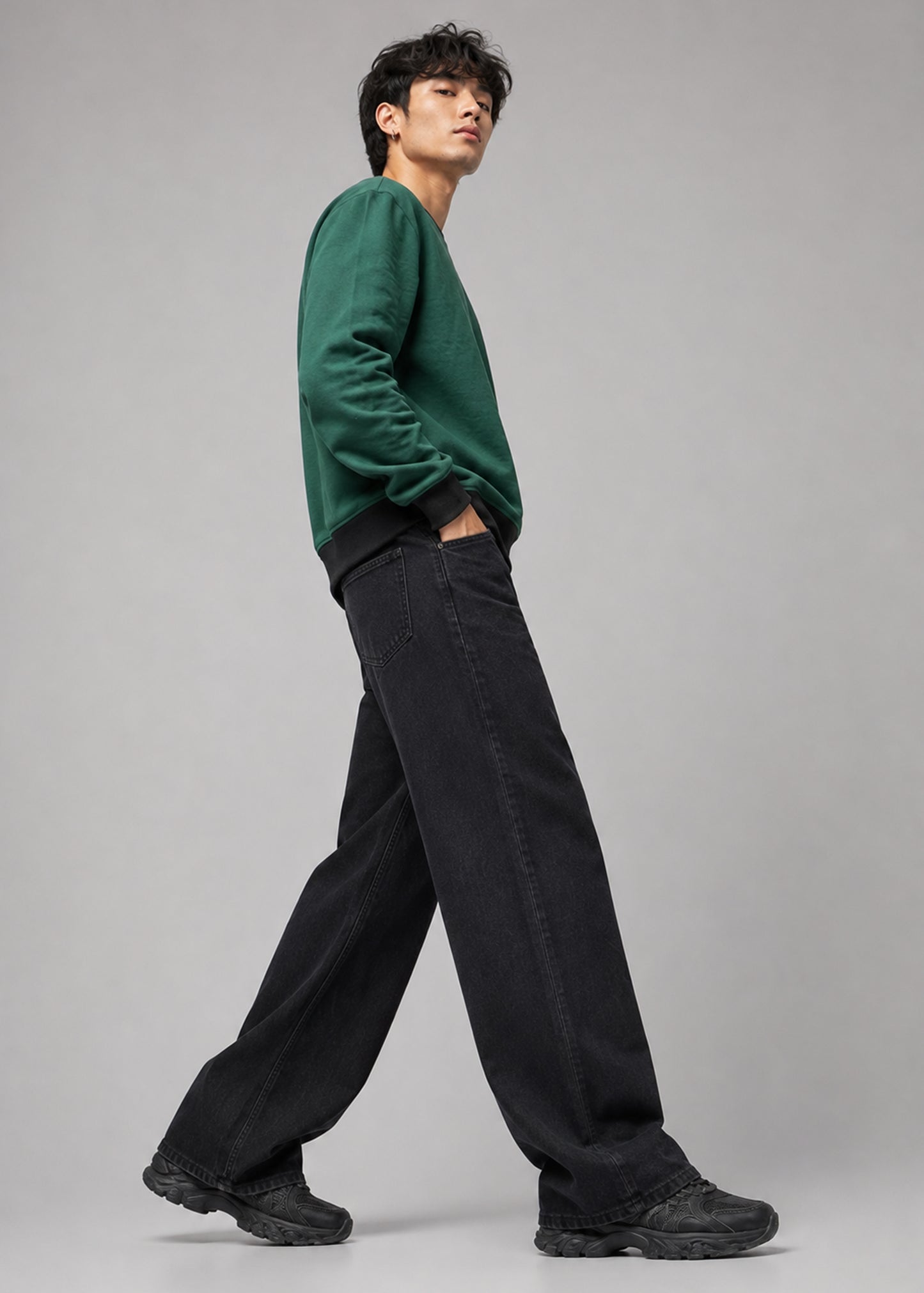 Barckets Men Sweat Shirt Green/Black 713