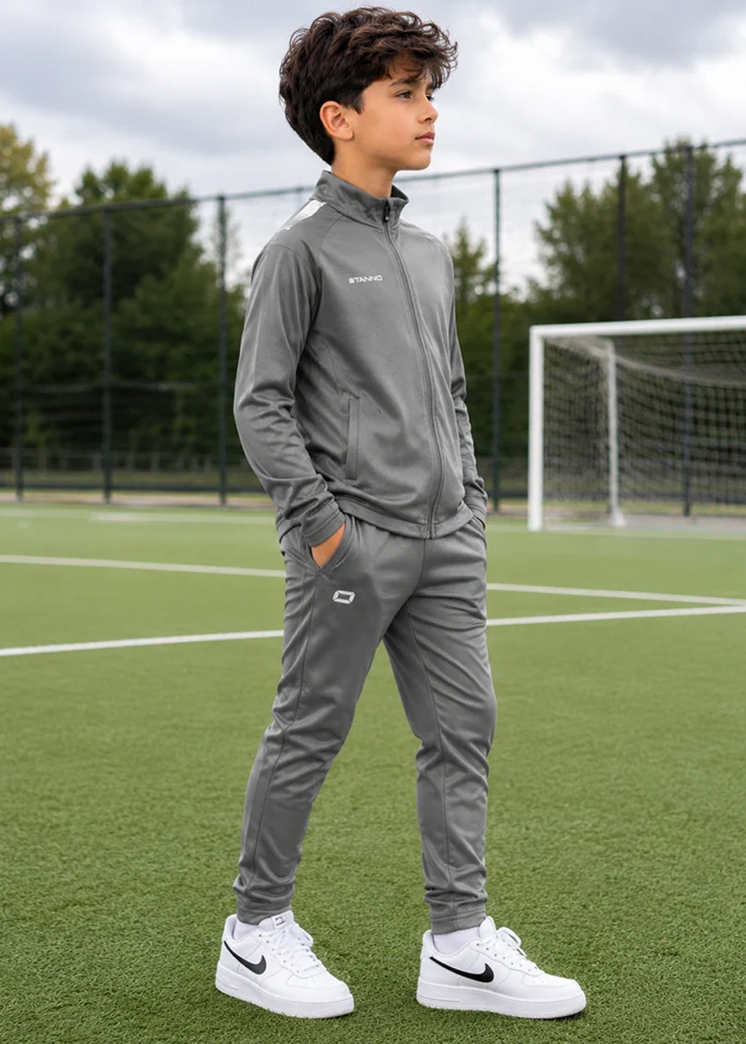 Stanno-Kids Jacket Full Zip Grey White
