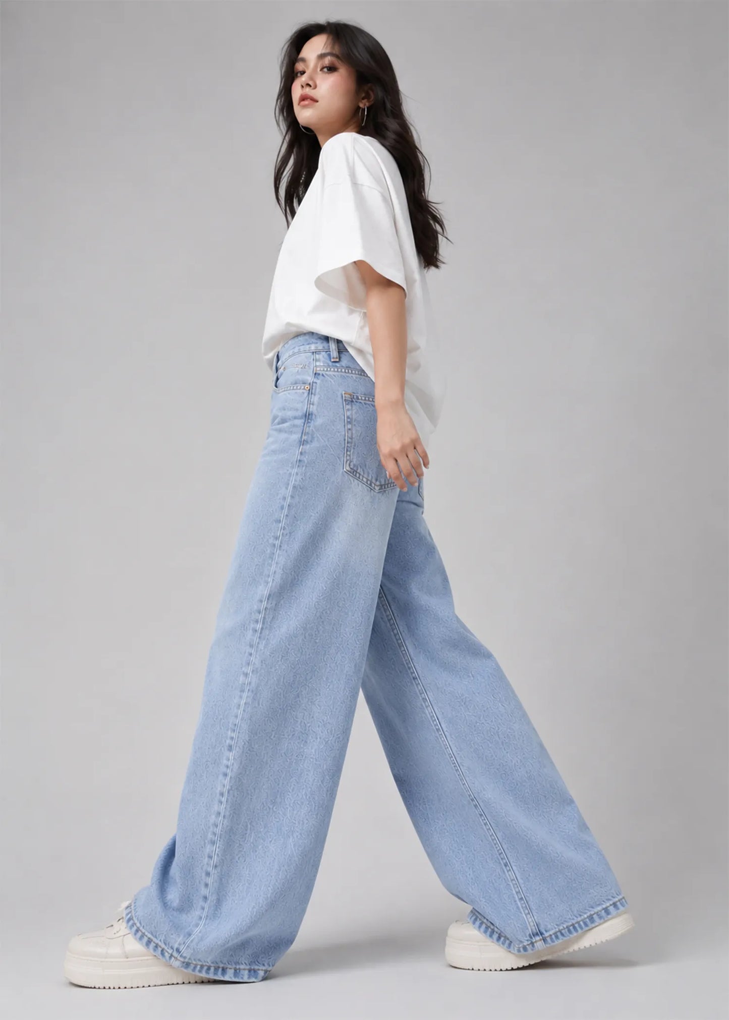 H&M Women Wide Leg Jeans Light Blue US 622