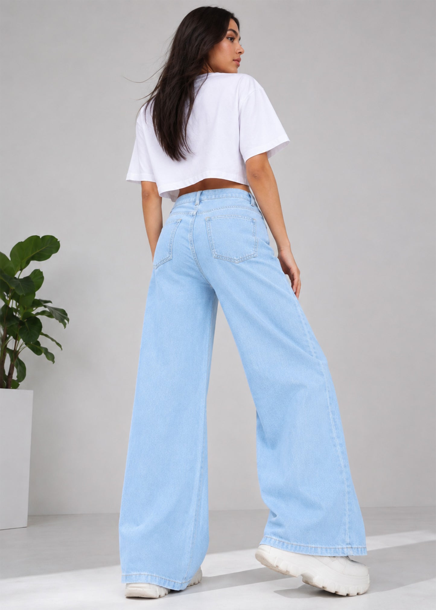 H&M Women Wide Leg Jeans Light Blue US 687