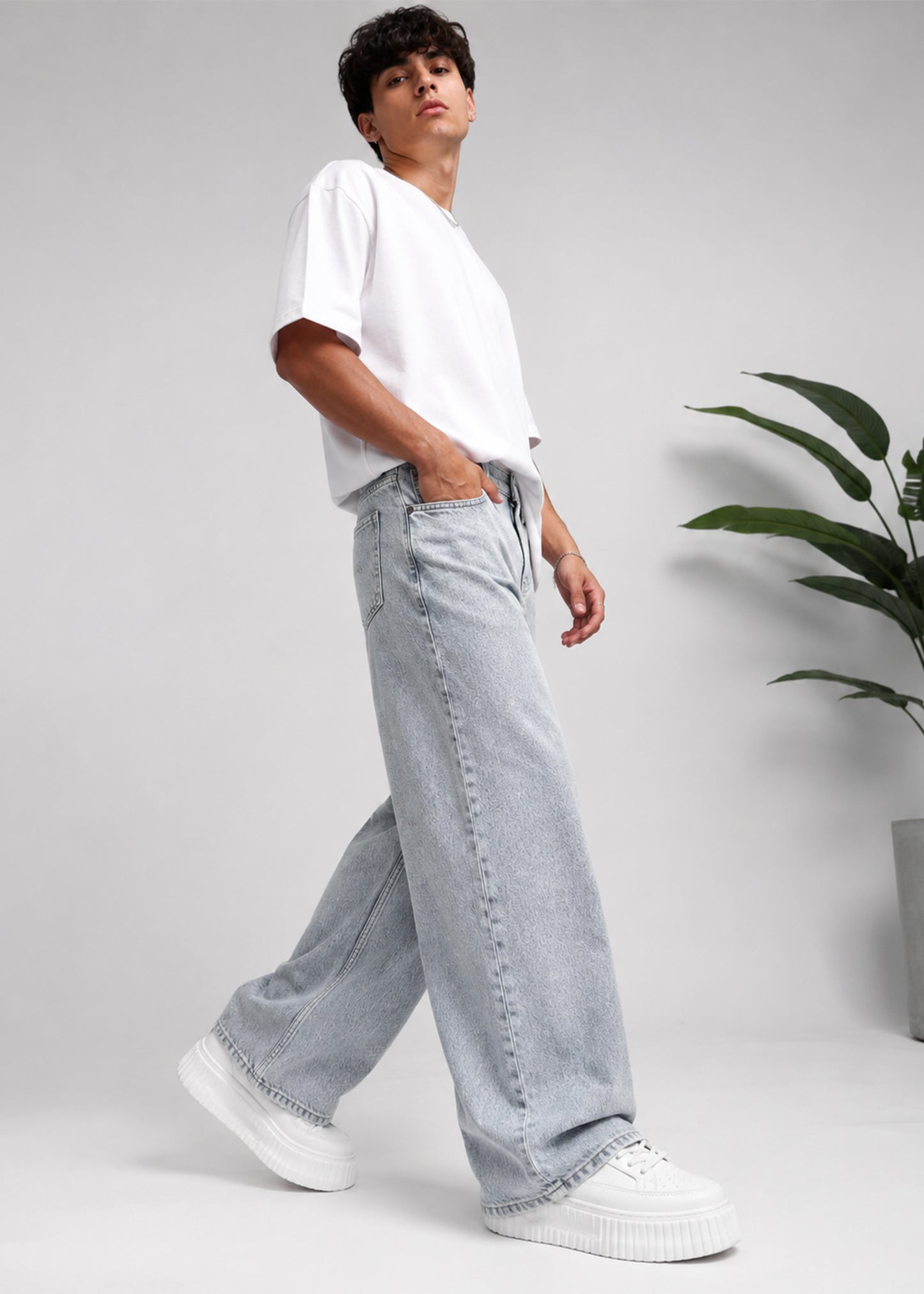Daily Men Loose Fit Jeans Light Grey US 666