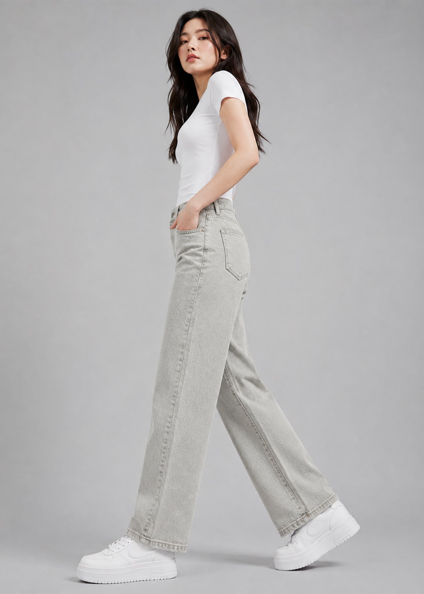 C&A Women Straight Fit Jeans Light Grey US 677