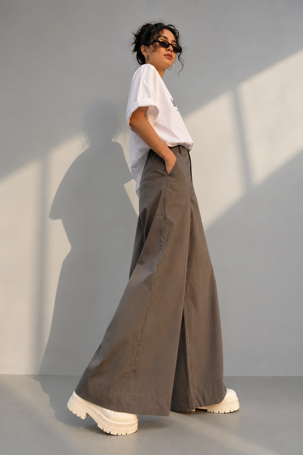MAG Women Palazzo Wide Leg pants Brown