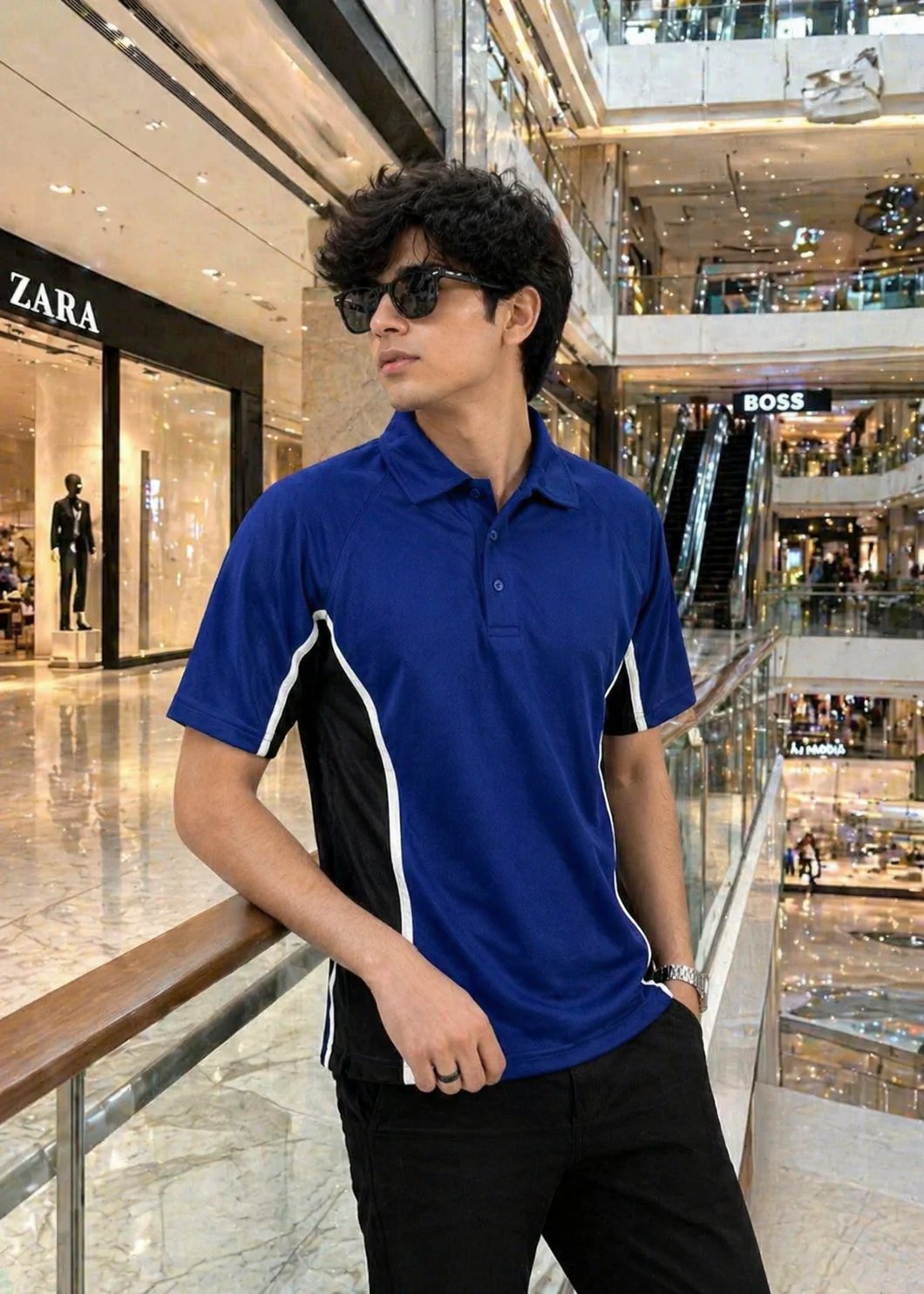 Falcon-Men FLN Polo Shirts Royal Blue/Black
