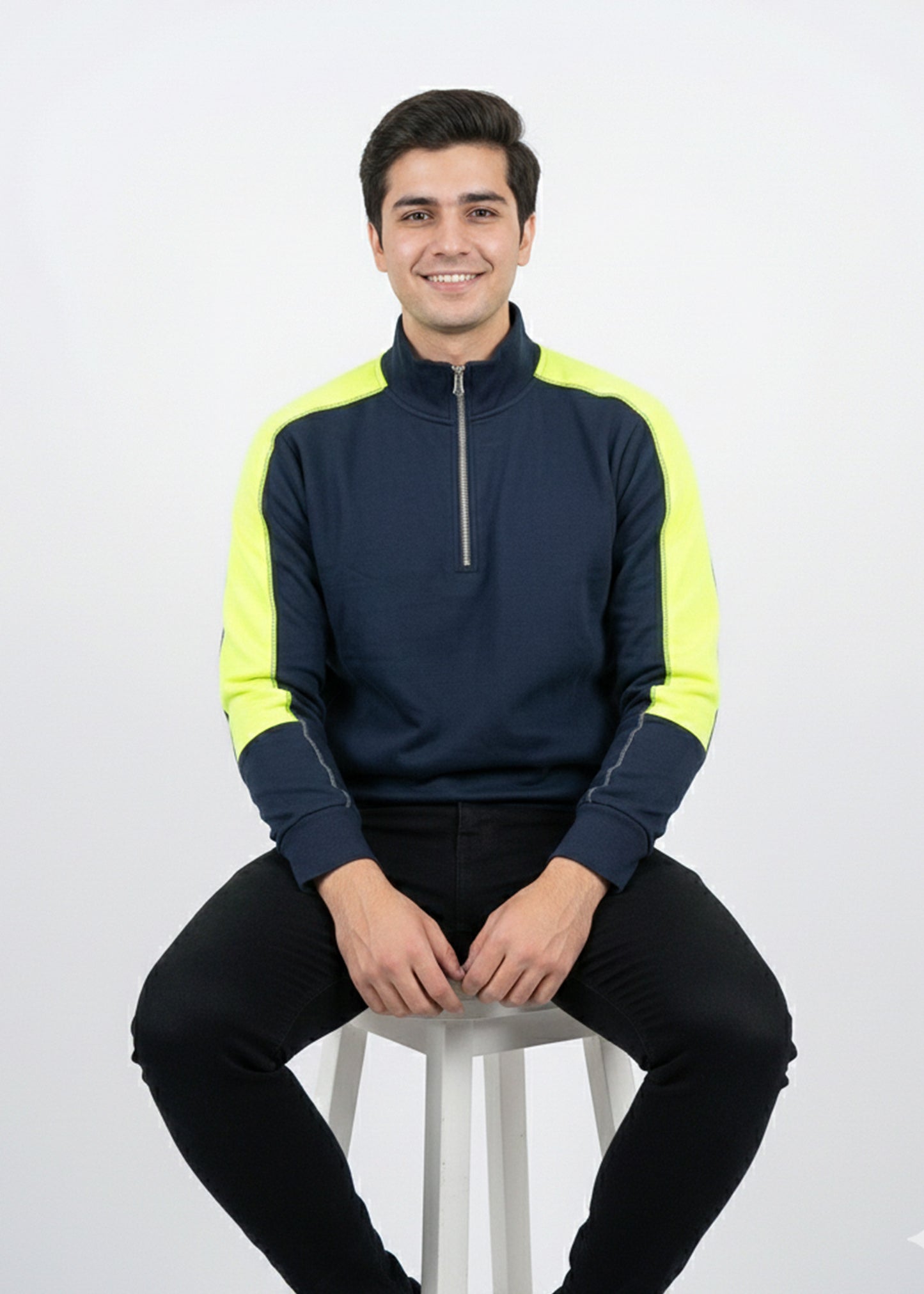 Men Quarter Zipper Blue Green SP
