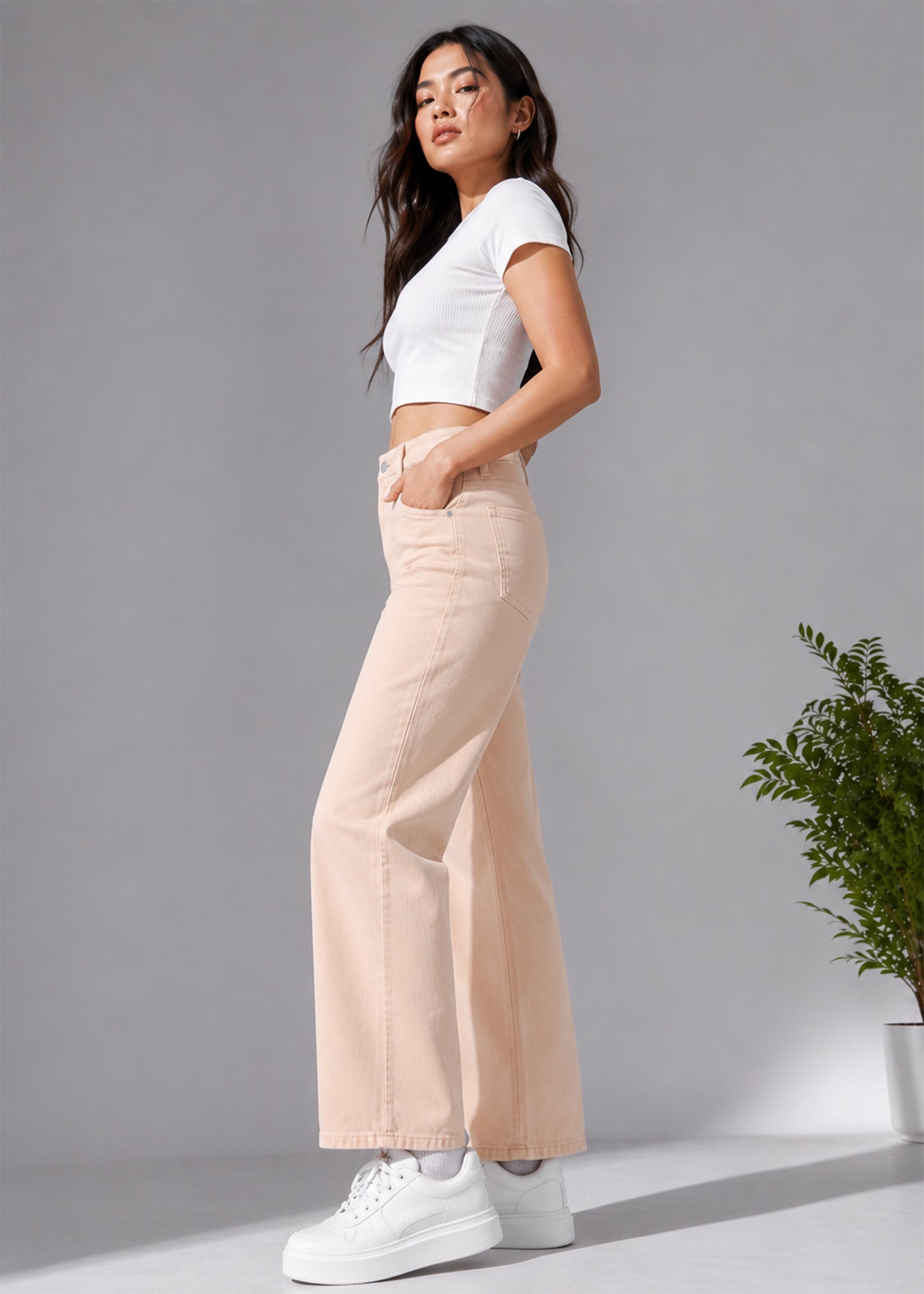 M&S Women Mom Fit Jeans Peach US 678