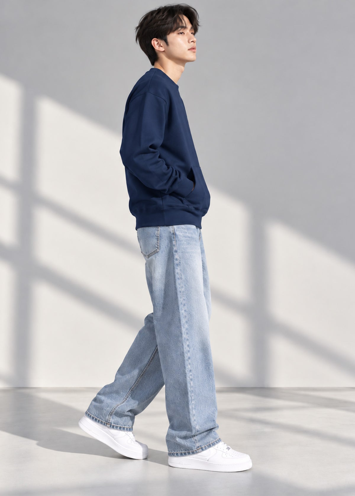 Arrow Men's Sweat Shirt Front Pocket Navy 774