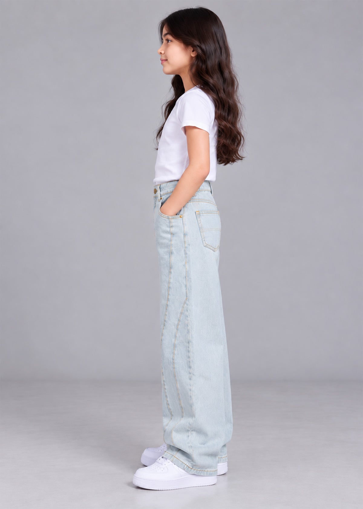 River Island girl barell fit light blue jeans non stretch 870