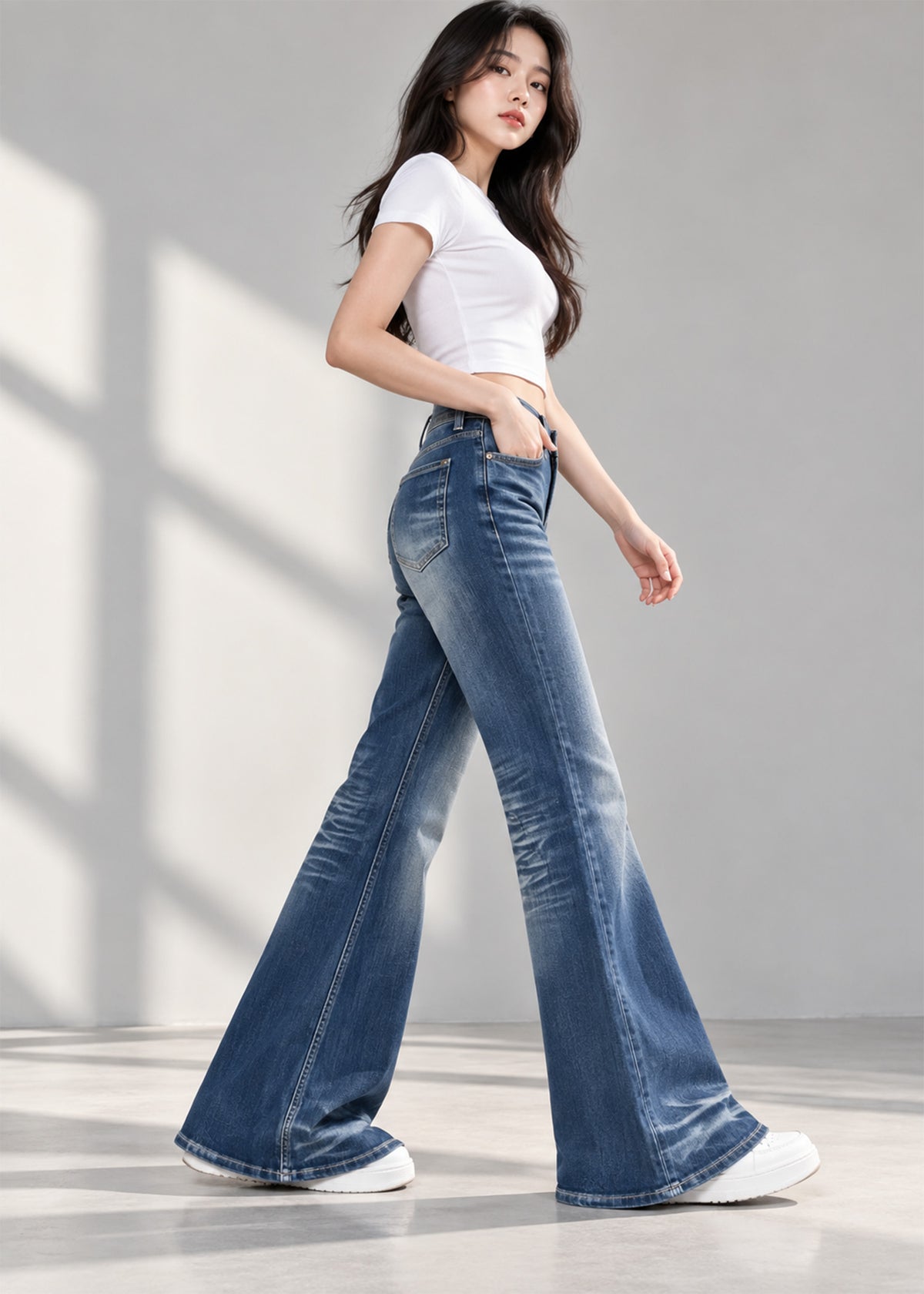 Women BootCut Jeans Vintage Wash Blue US 800