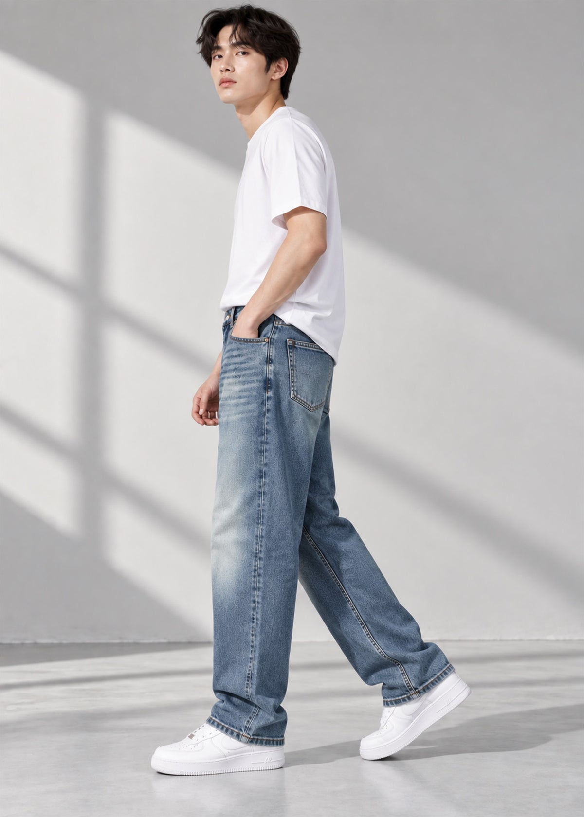 Michael Men Loose Fit Jeans Washed Blue US 792