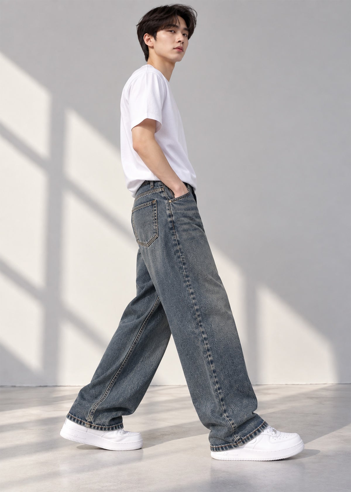 DNM Men Loose Fit Smoky Blue Grey Washed Jeans US 785