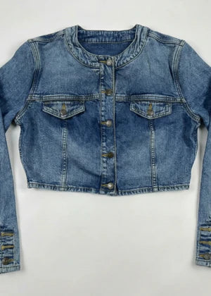 Guess-Women Denim Crop Jacket Blue