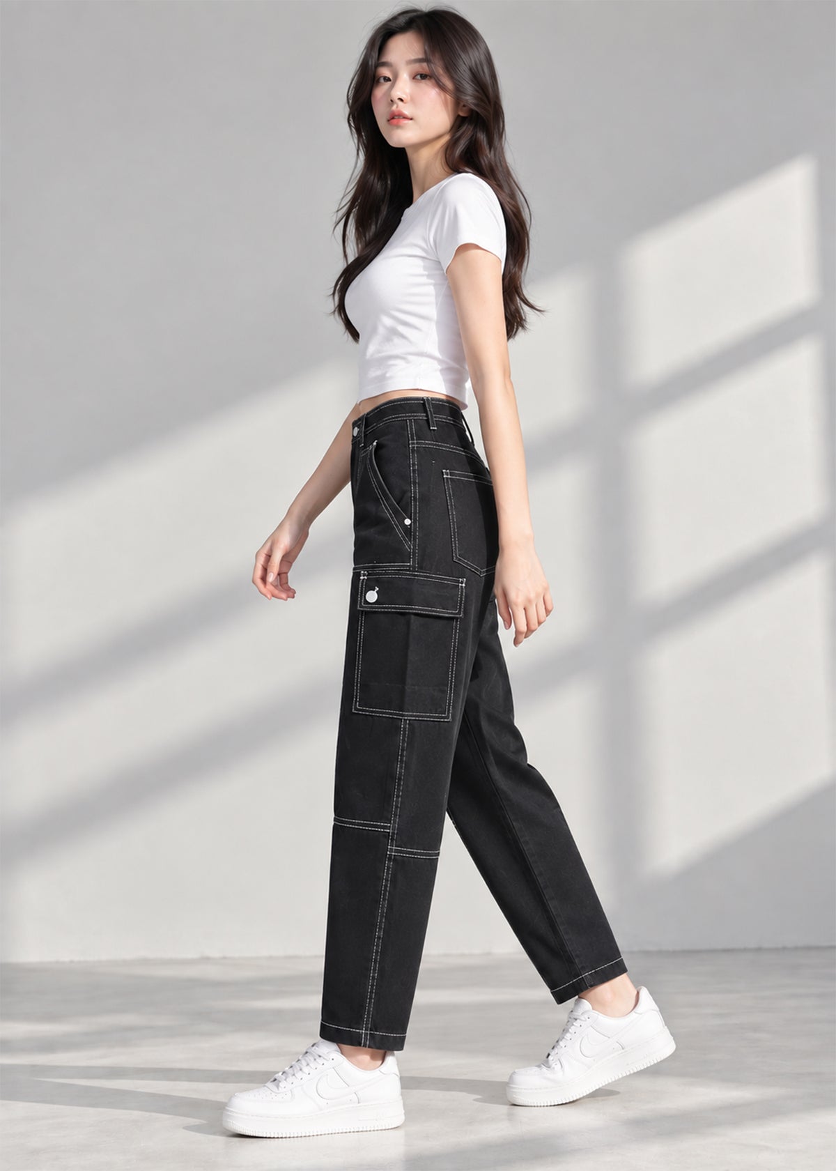 Anthropologie-Women Cotton Cargo Light Stretch Black 807