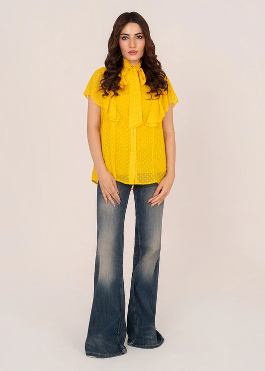 Pakistani Brands LO-Women Fluttery Top Mustard 05