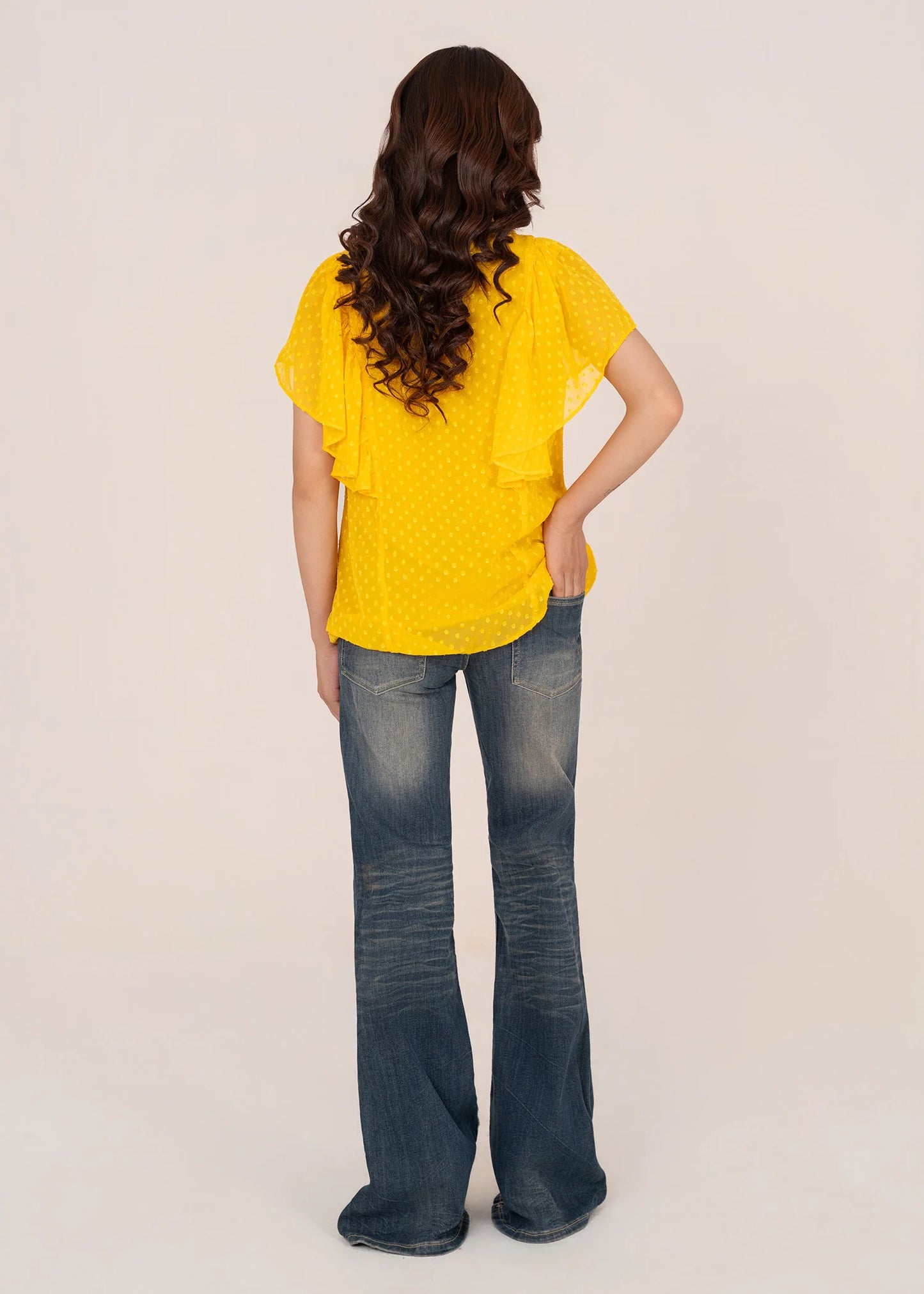 Pakistani Brands LO-Women Fluttery Top Mustard 05