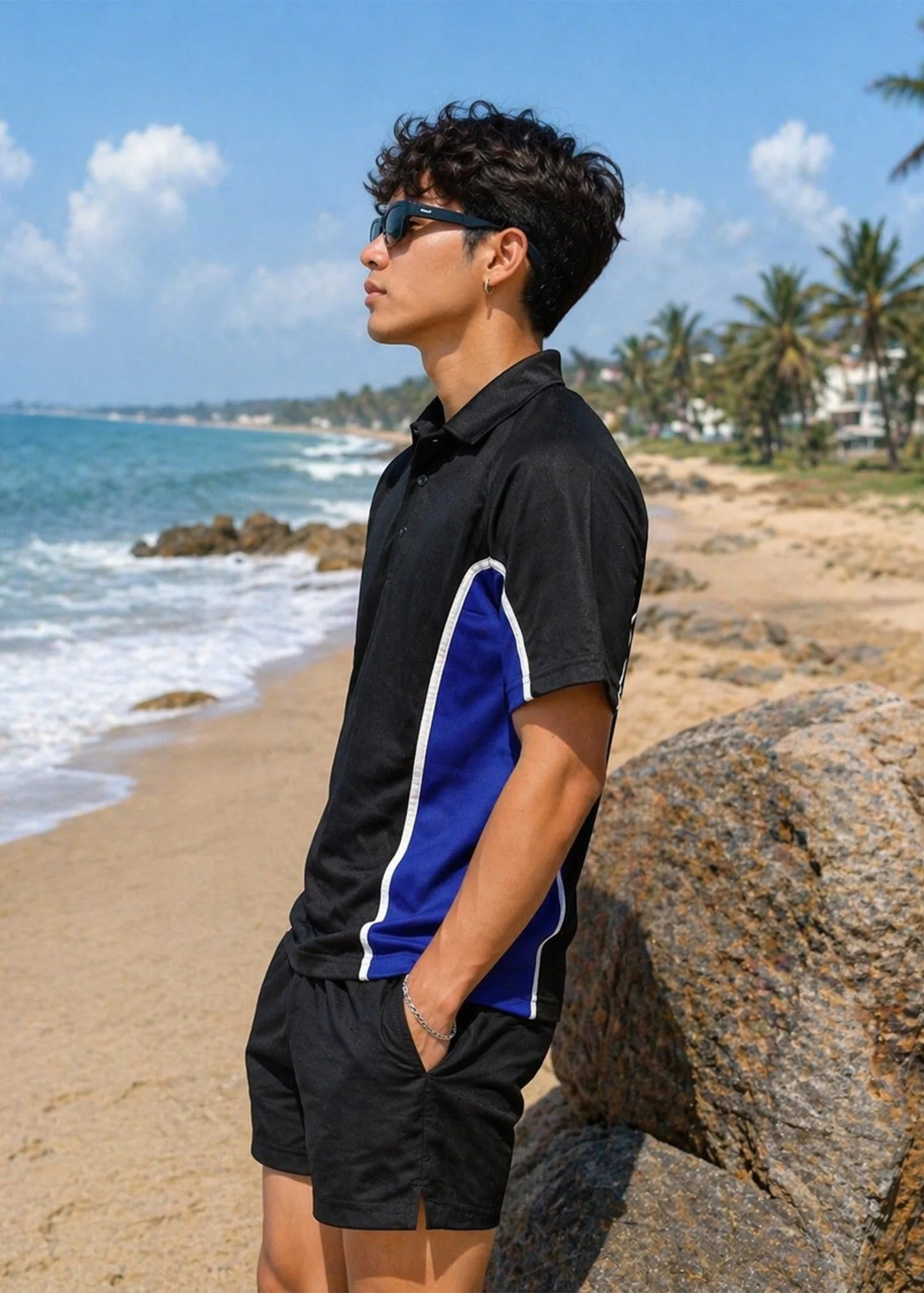 Falcon-Men FLN Polo Shirts Black/Royal Blue