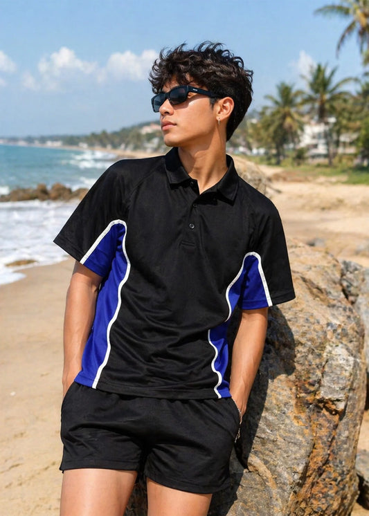 Falcon-Men FLN Polo Shirts Black/Royal Blue