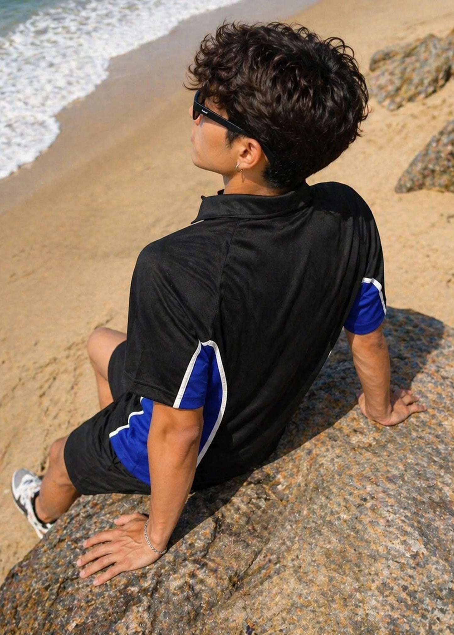 Falcon-Men FLN Polo Shirts Black/Royal Blue