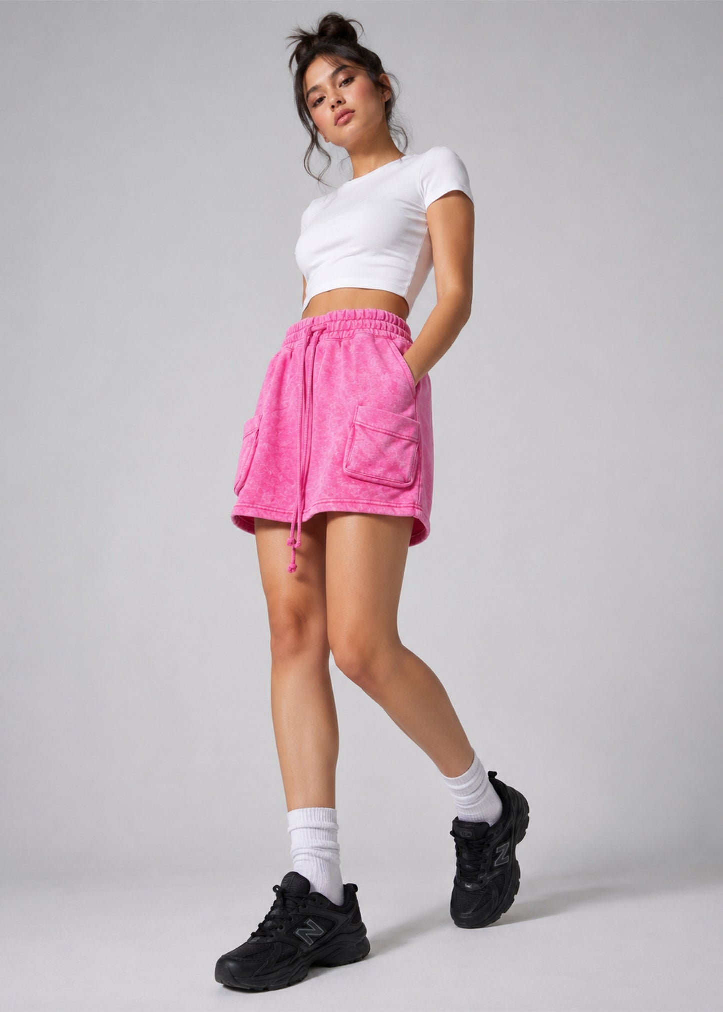 Fashion Nova Women skirt shorts Acid Wash Fuchsia Pink 707