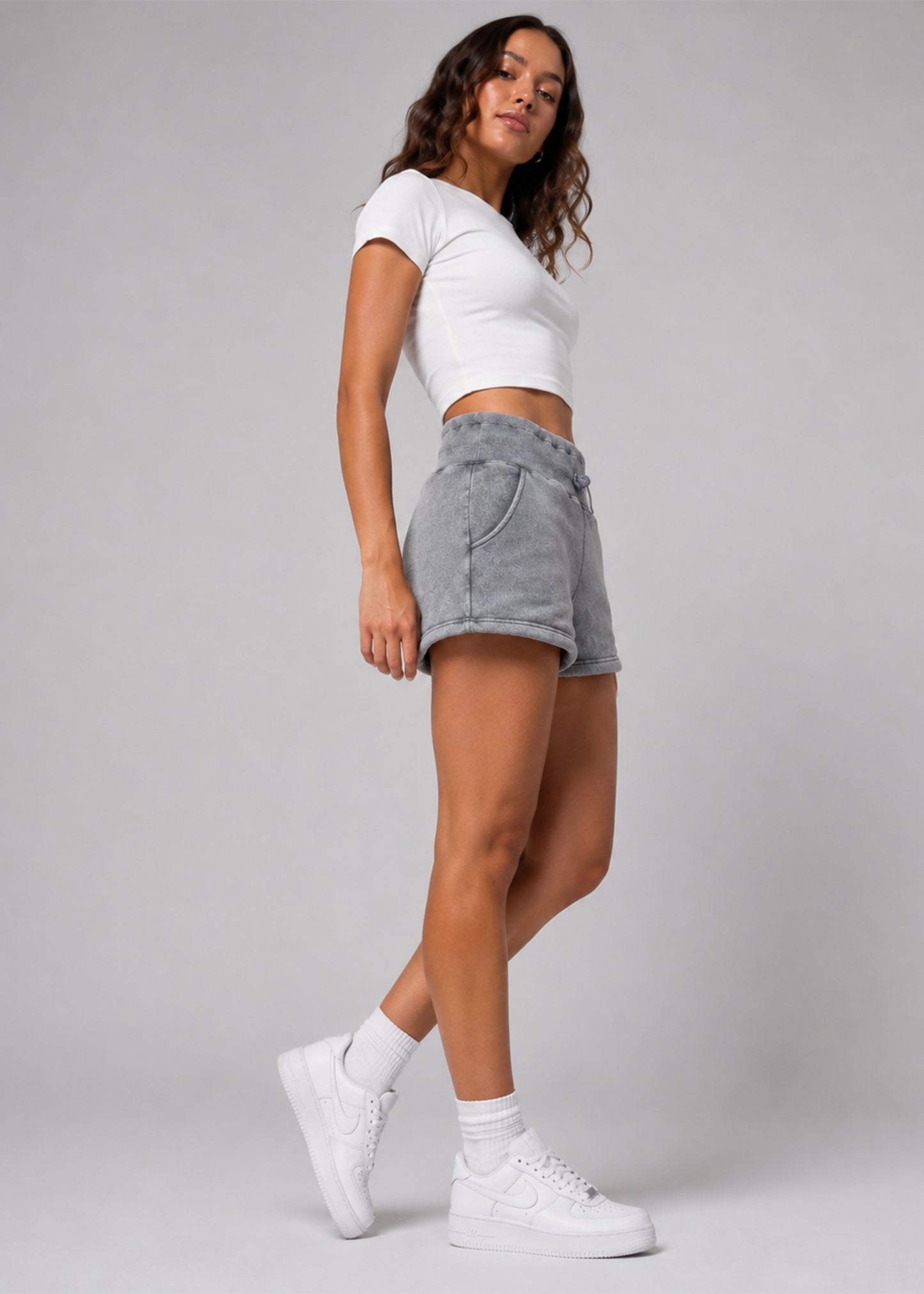 Fashion Nova Women shorts Acid Wash Grey 710