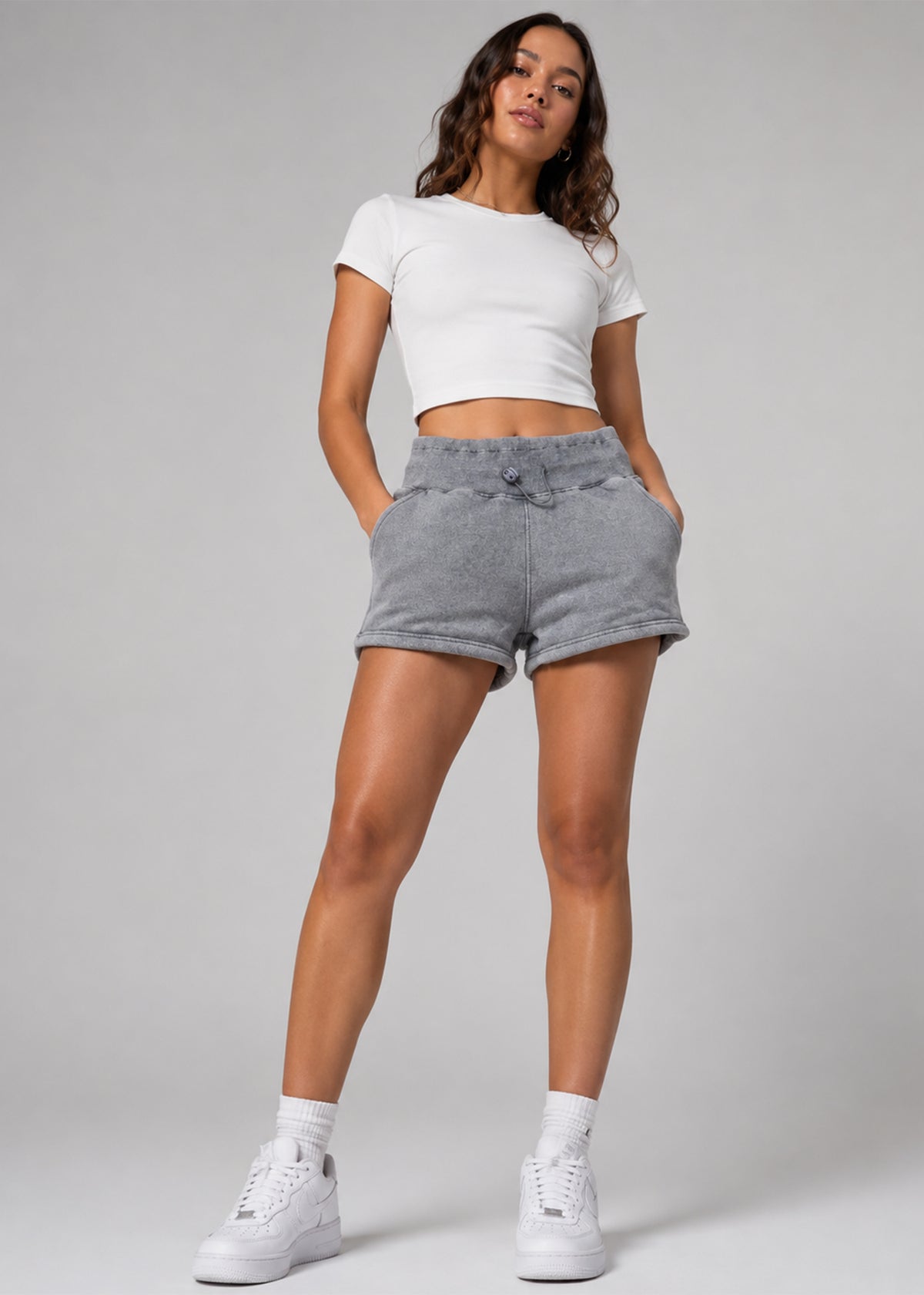 Fashion Nova Women shorts Acid Wash Grey 710