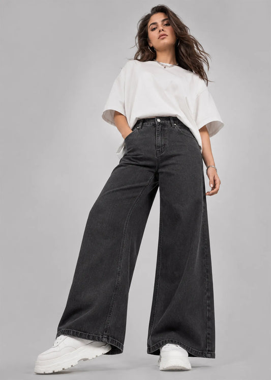 George Women Wide Leg Jeans Ash Black US 624