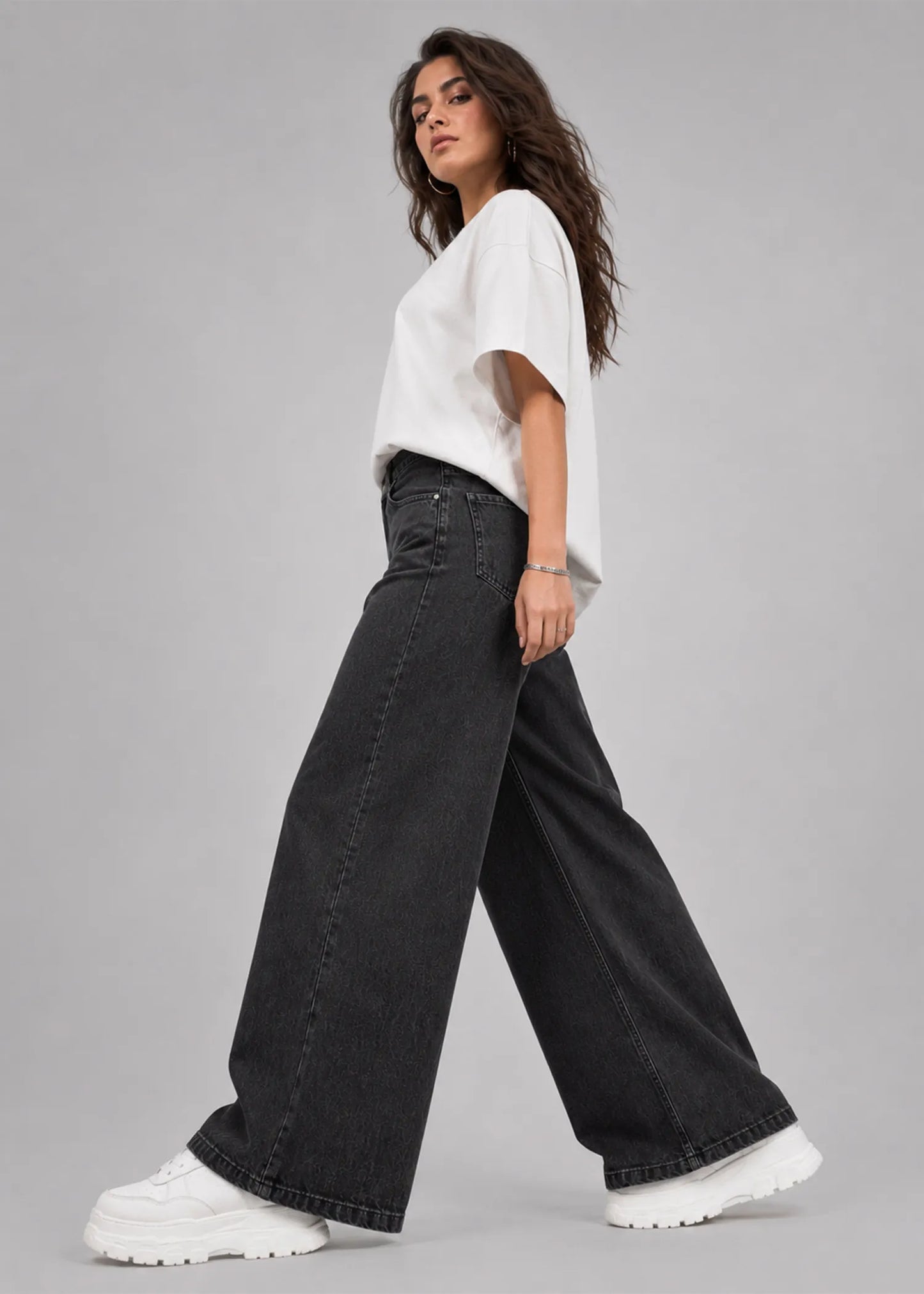 George Women Wide Leg Jeans Ash Black US 624