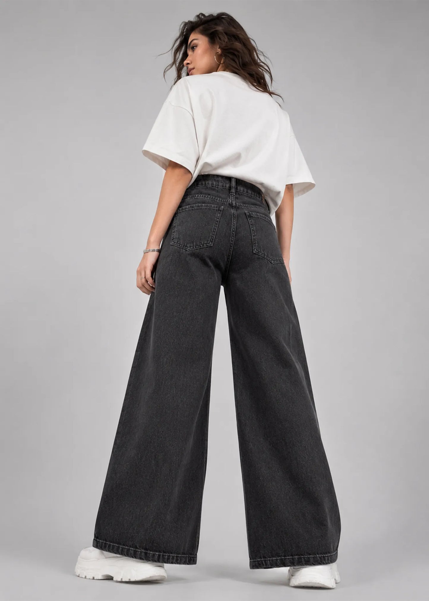 George Women Wide Leg Jeans Ash Black US 624