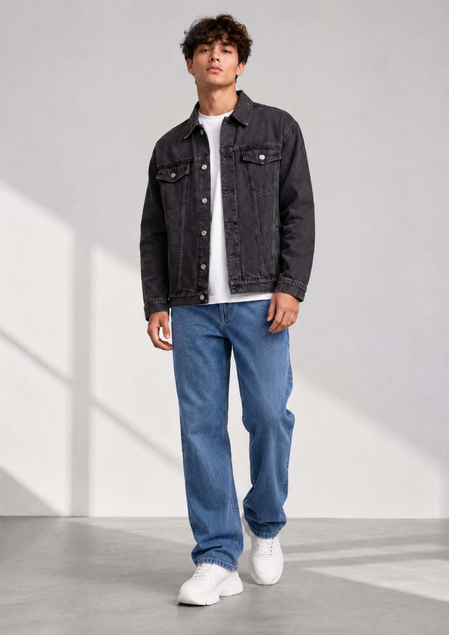 TU Men Denim Jacket Charcoal Black US 635