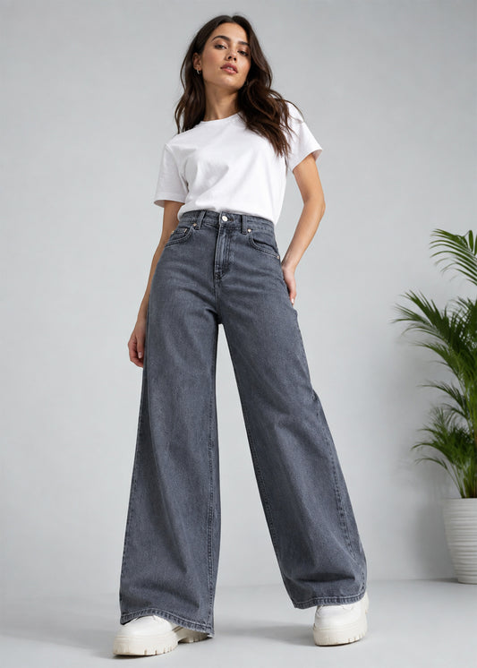 C&A Women Wide Leg Jeans  Ash Black US 688