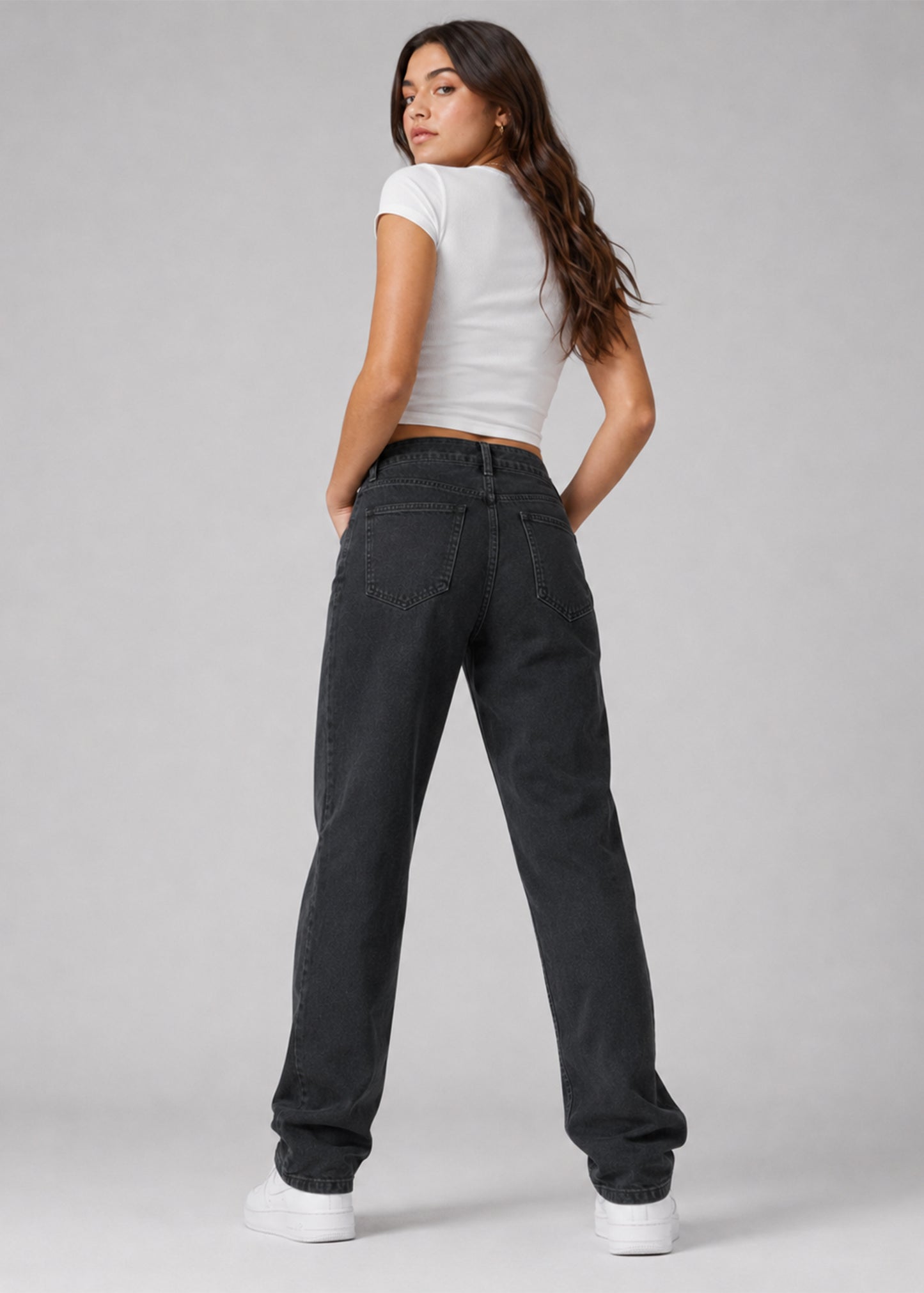 H&M Women Silm Fit Jeans Ash Black US 696