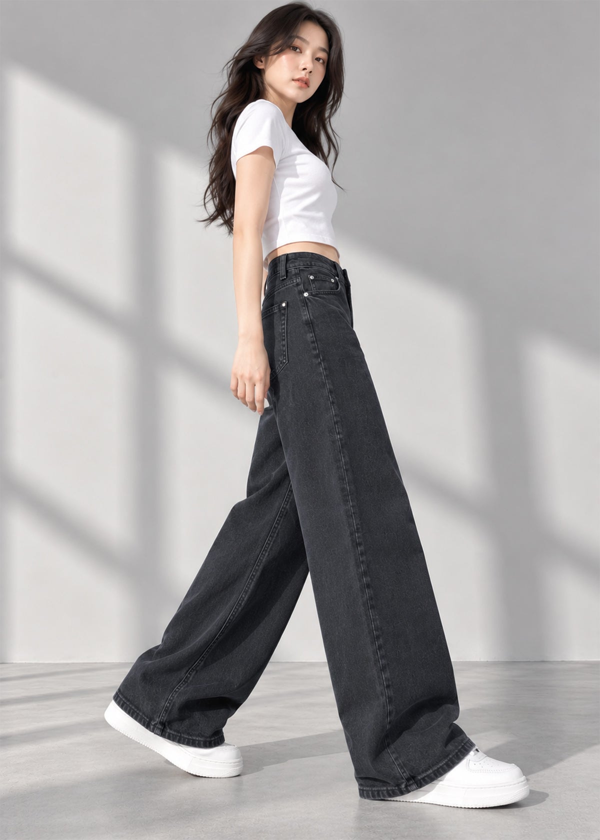 H&M Women Wide Leg Jeans Ash Black US 794