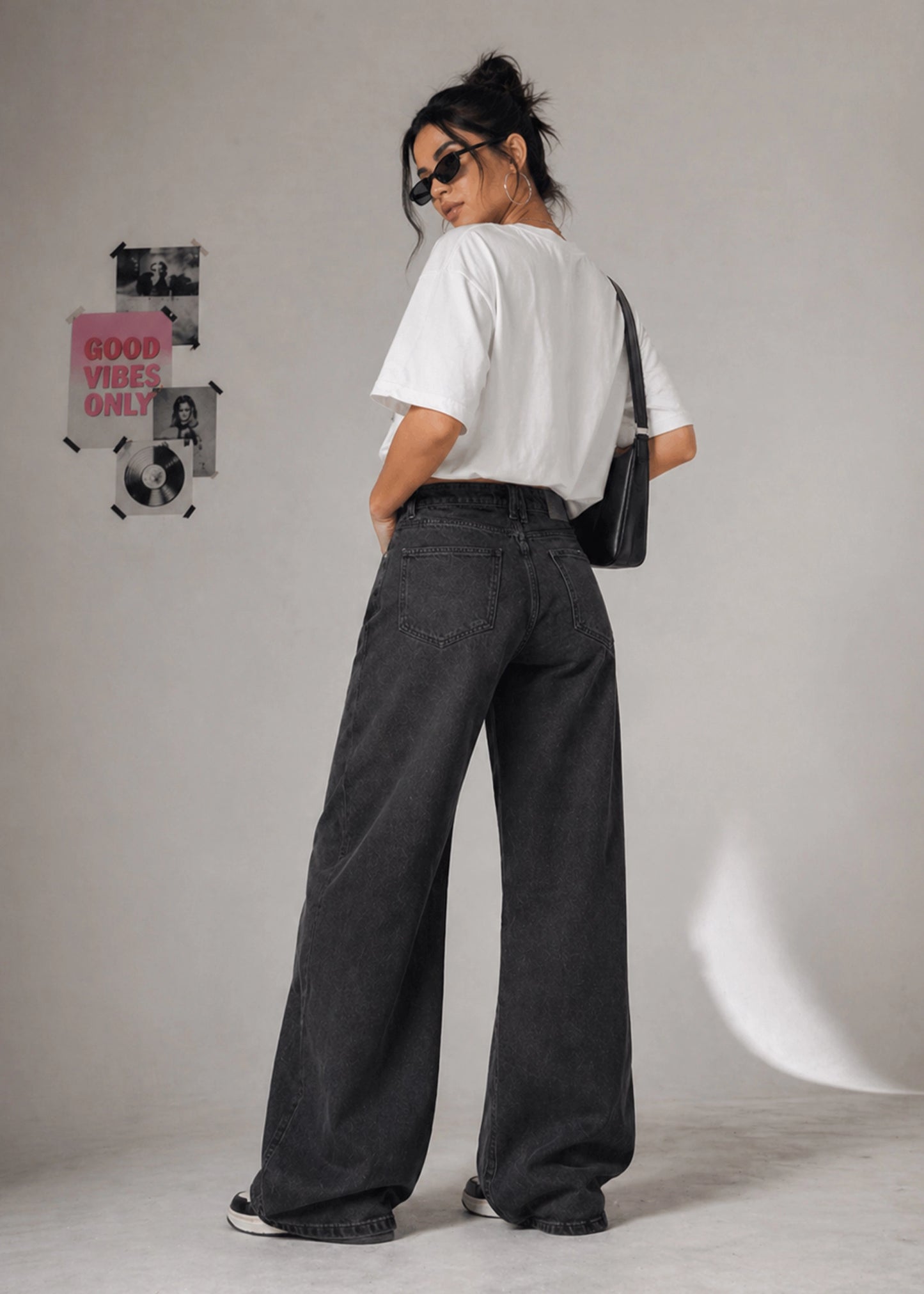 F&F-Tall Length Women Baggy Jeans F&F Black  506