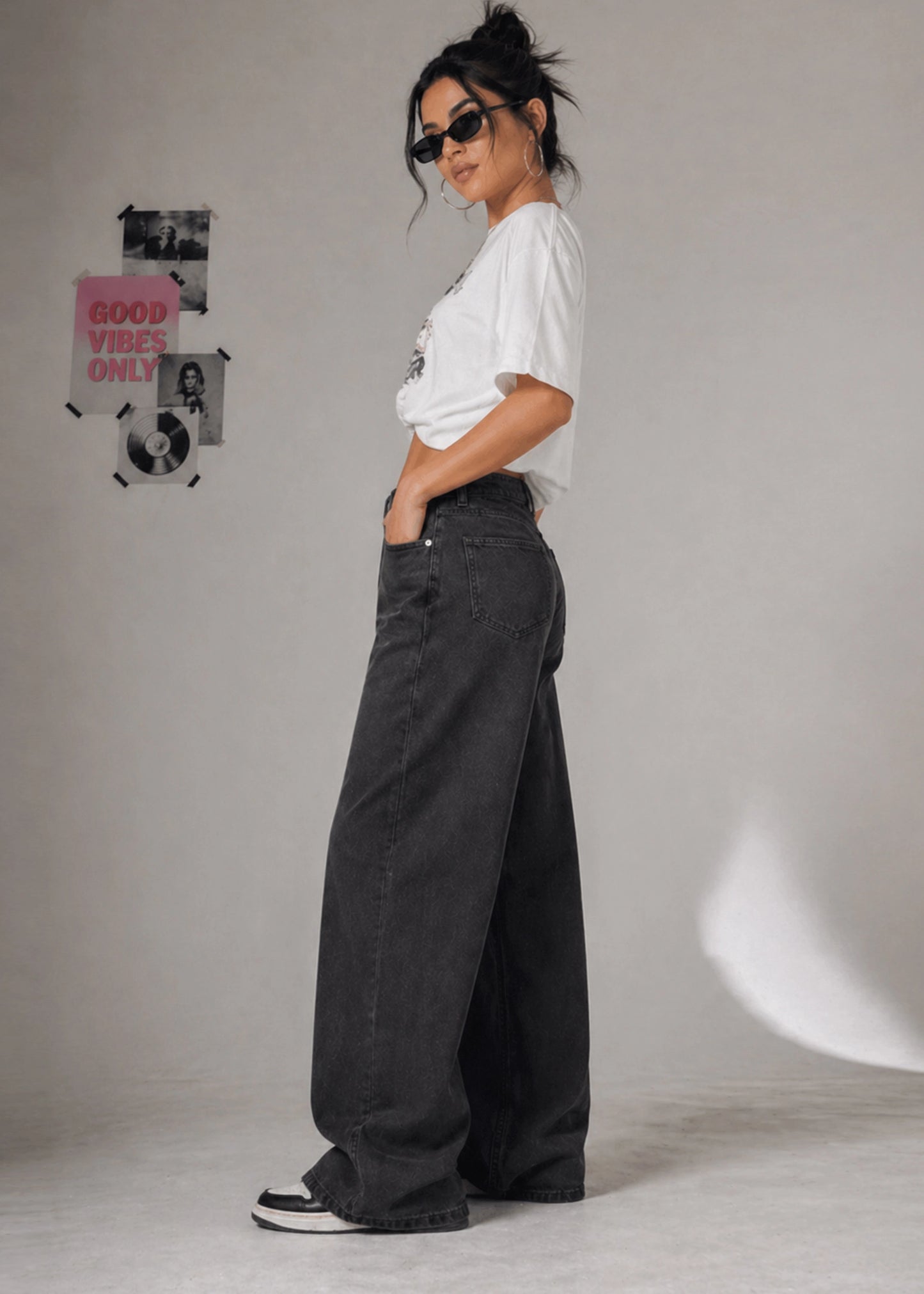 F&F-Tall Length Women Baggy Jeans F&F Black  506