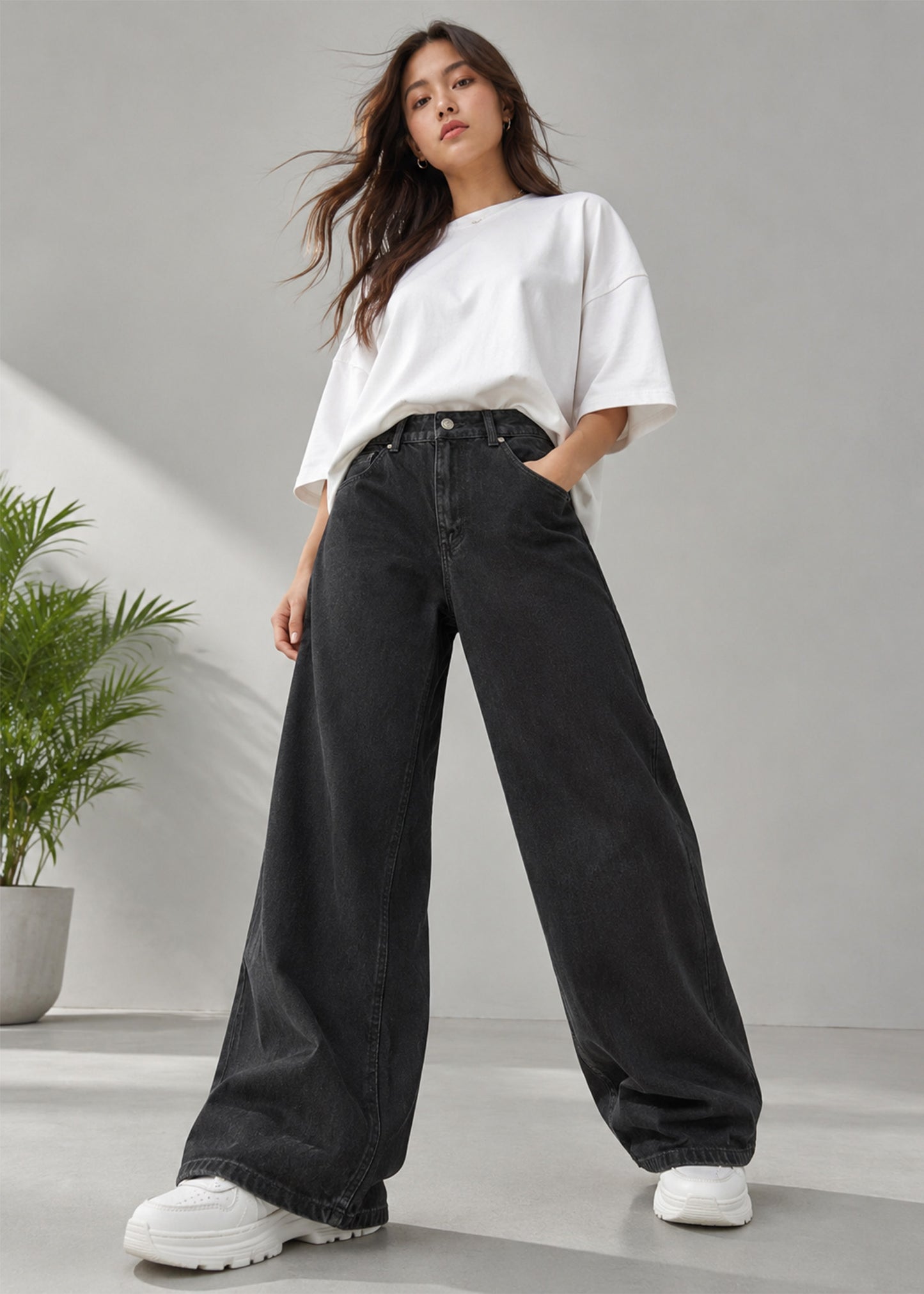 Reserved Women Wide Leg Jeans Black Dia 660