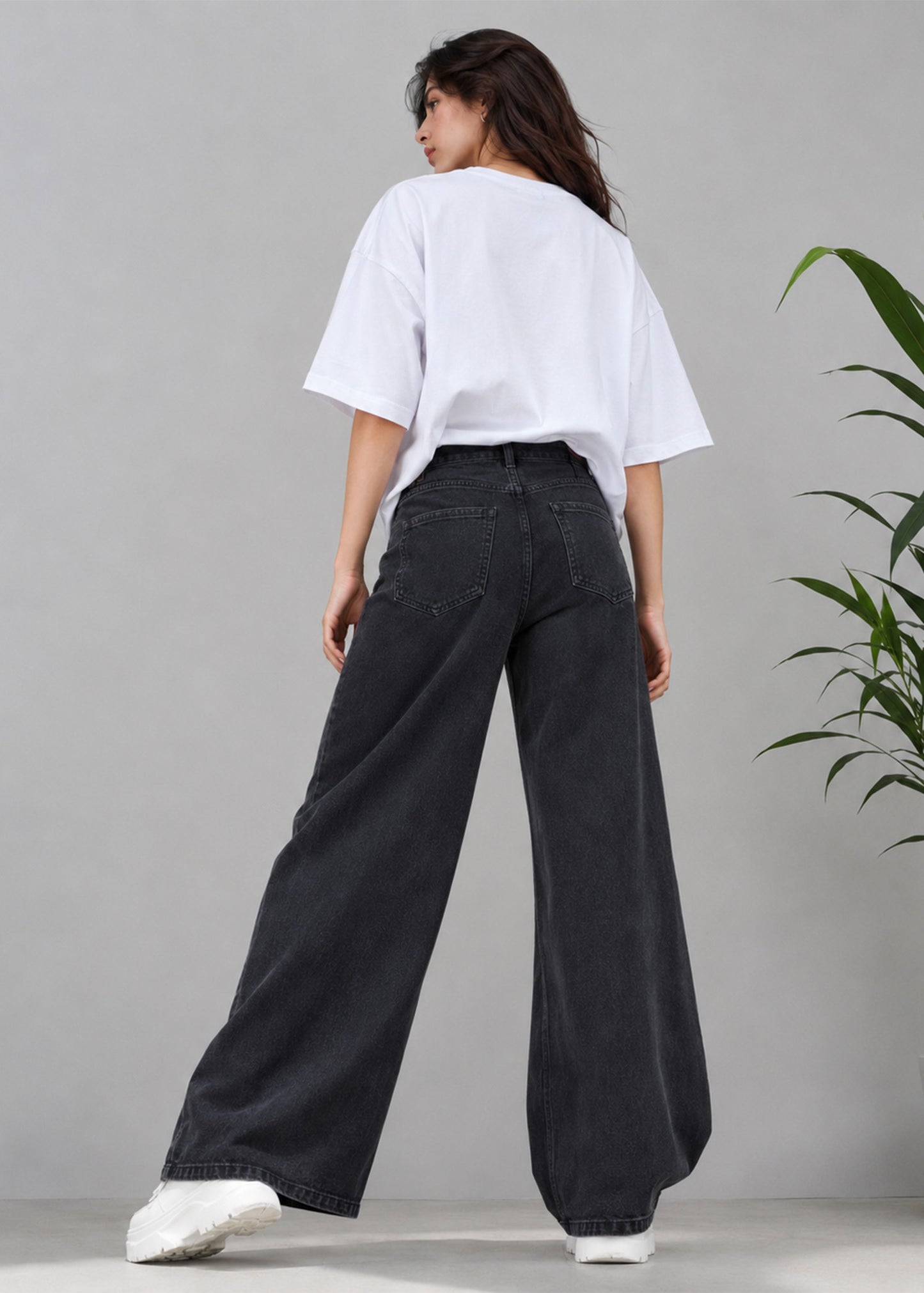 H&M Women Wide Leg Jeans Black US 685