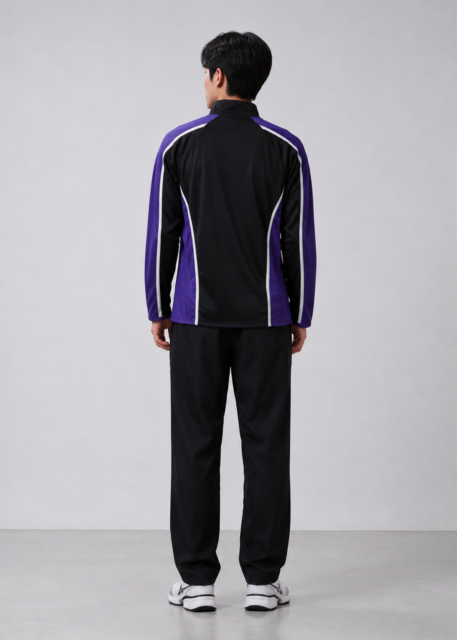 Falcon Men's Long Sleeve Rugby Top BlackWhitePurple 755