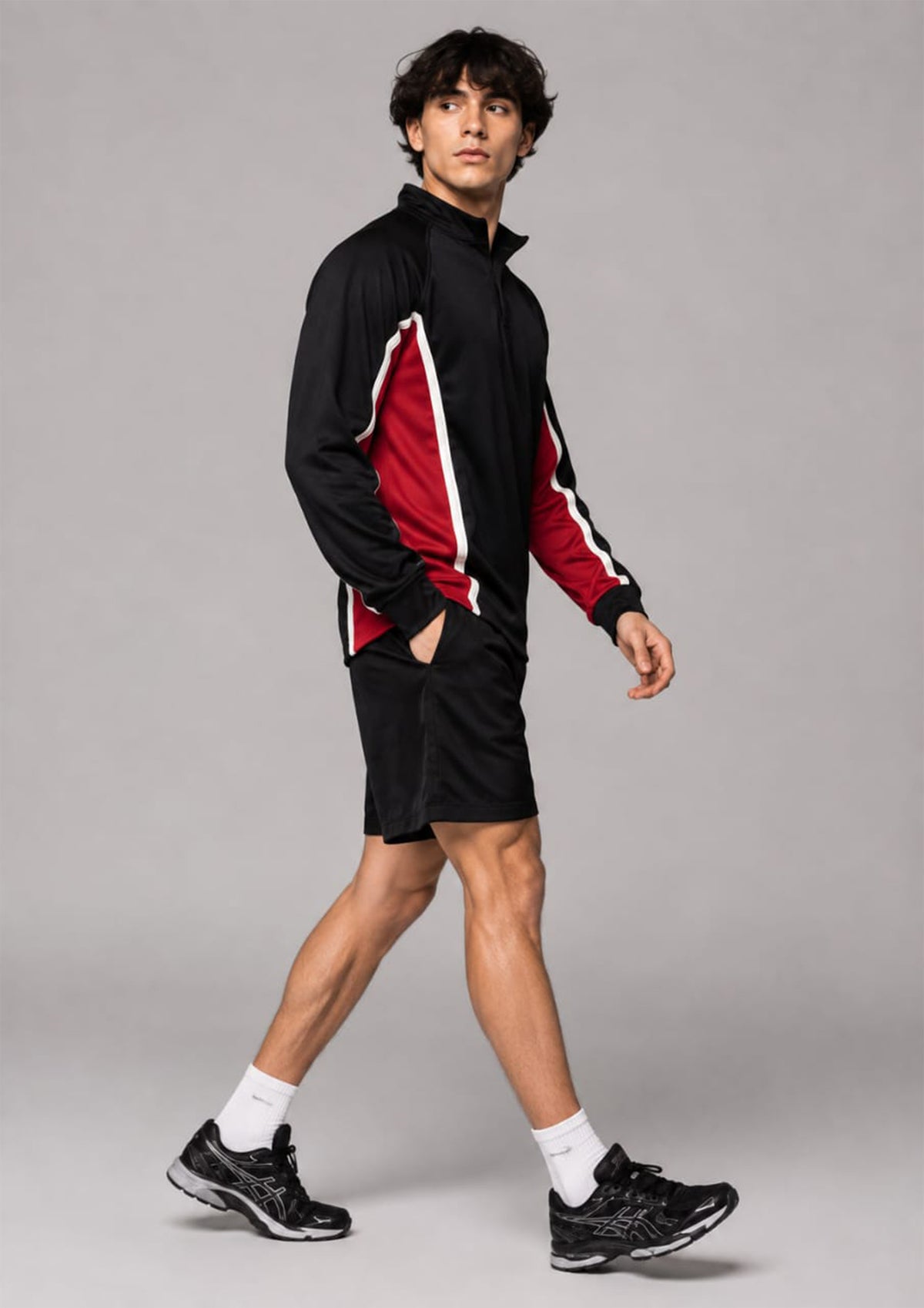 Falcon Men’s Long Sleeve Rugby Top Black/White/Red 738