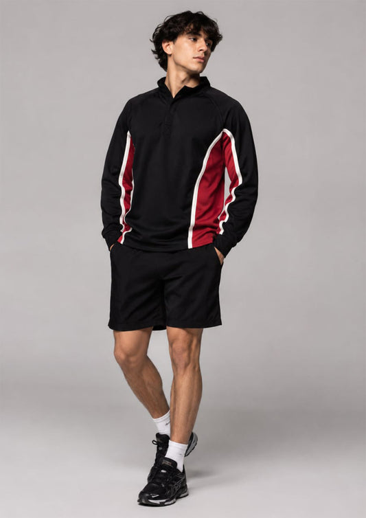 Falcon Men’s Long Sleeve Rugby Top Black/White/Red 738
