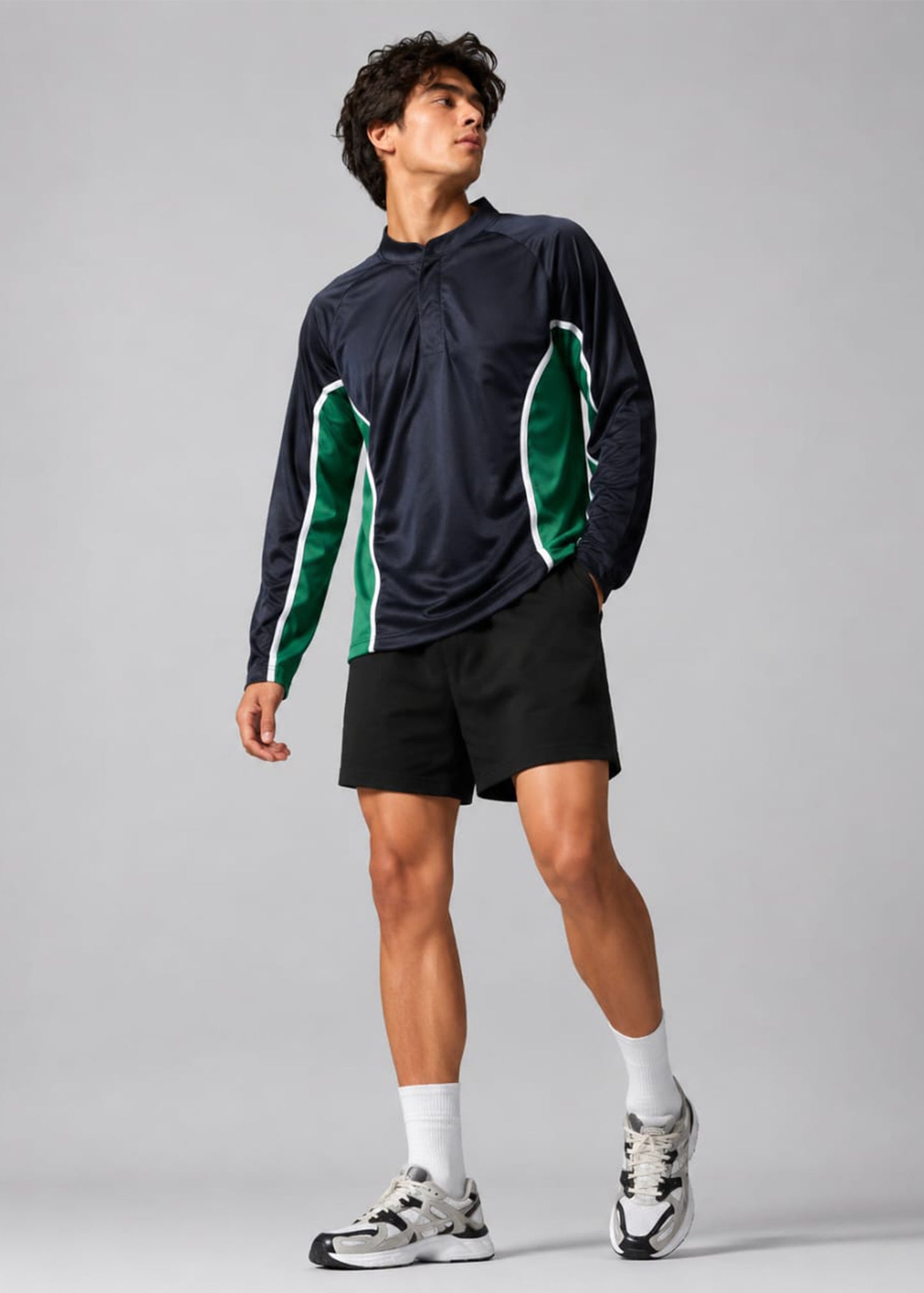 Falcon Men’s Long Sleeve Rugby Top Black & Green 732